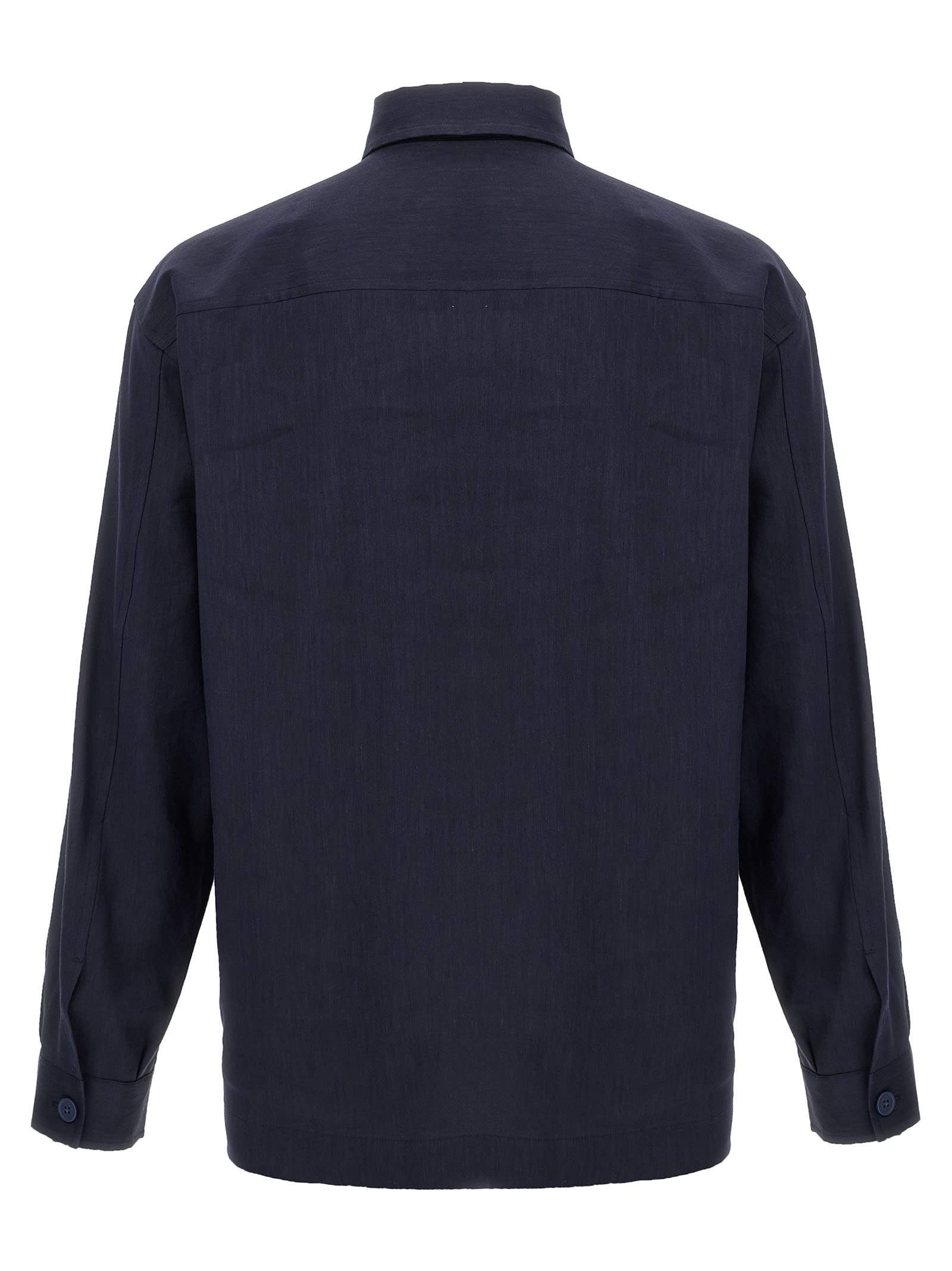 Hugo Boss Relaxed-fit Shirt In An Italian-made Linen Blend In Blue