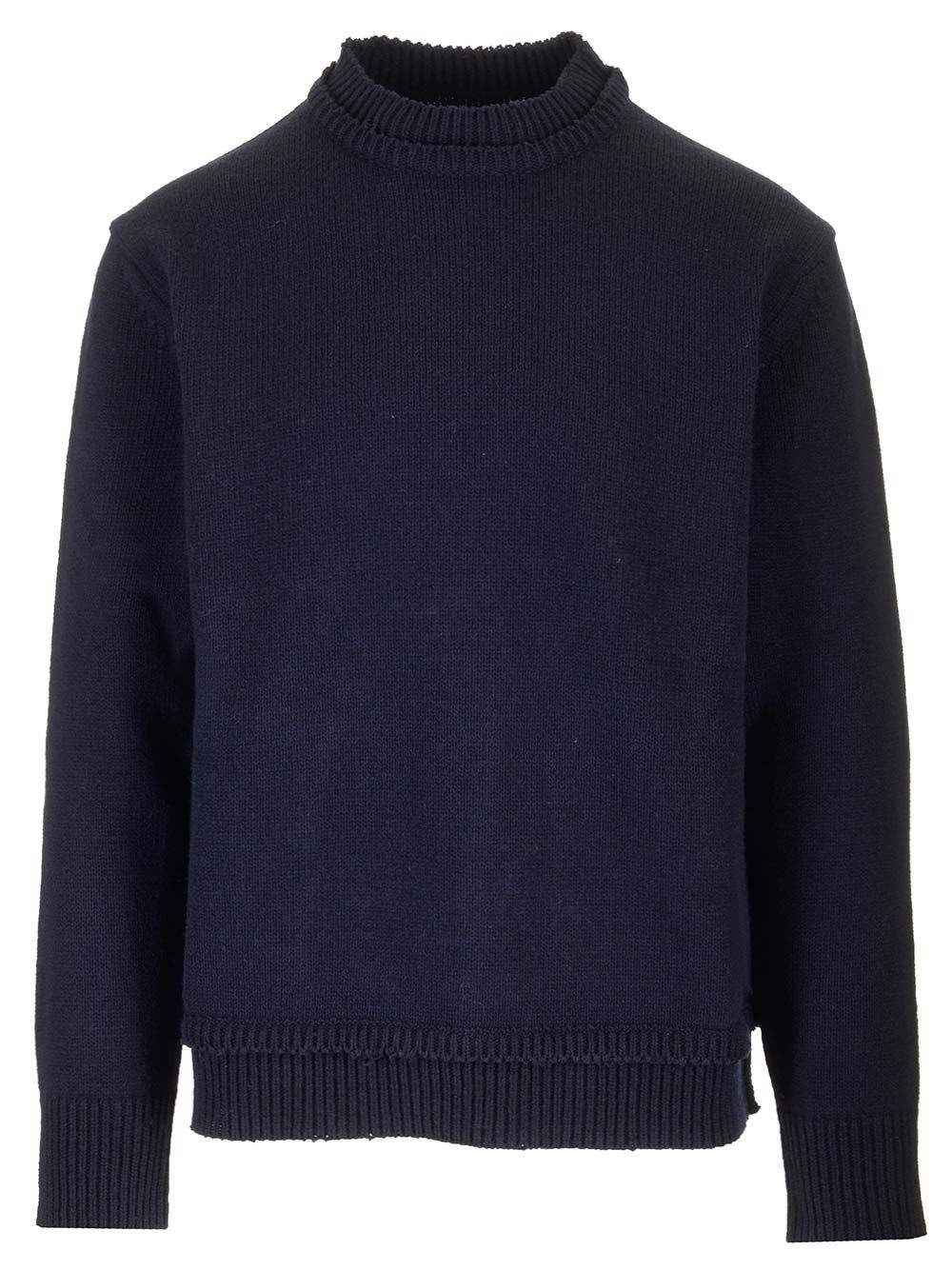 Shop Maison Margiela Long-sleeved Crewneck Sweater In Blue