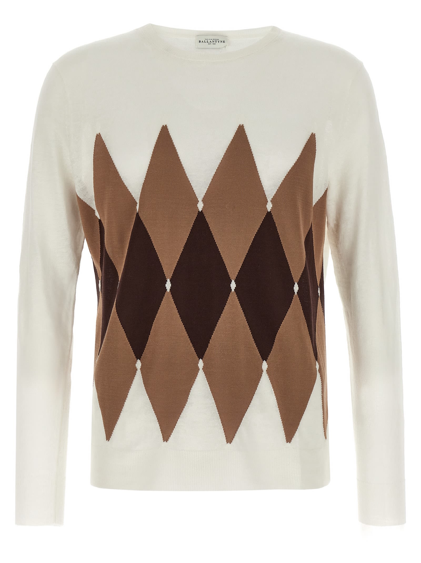 Ballantyne Argyle Sweater In White
