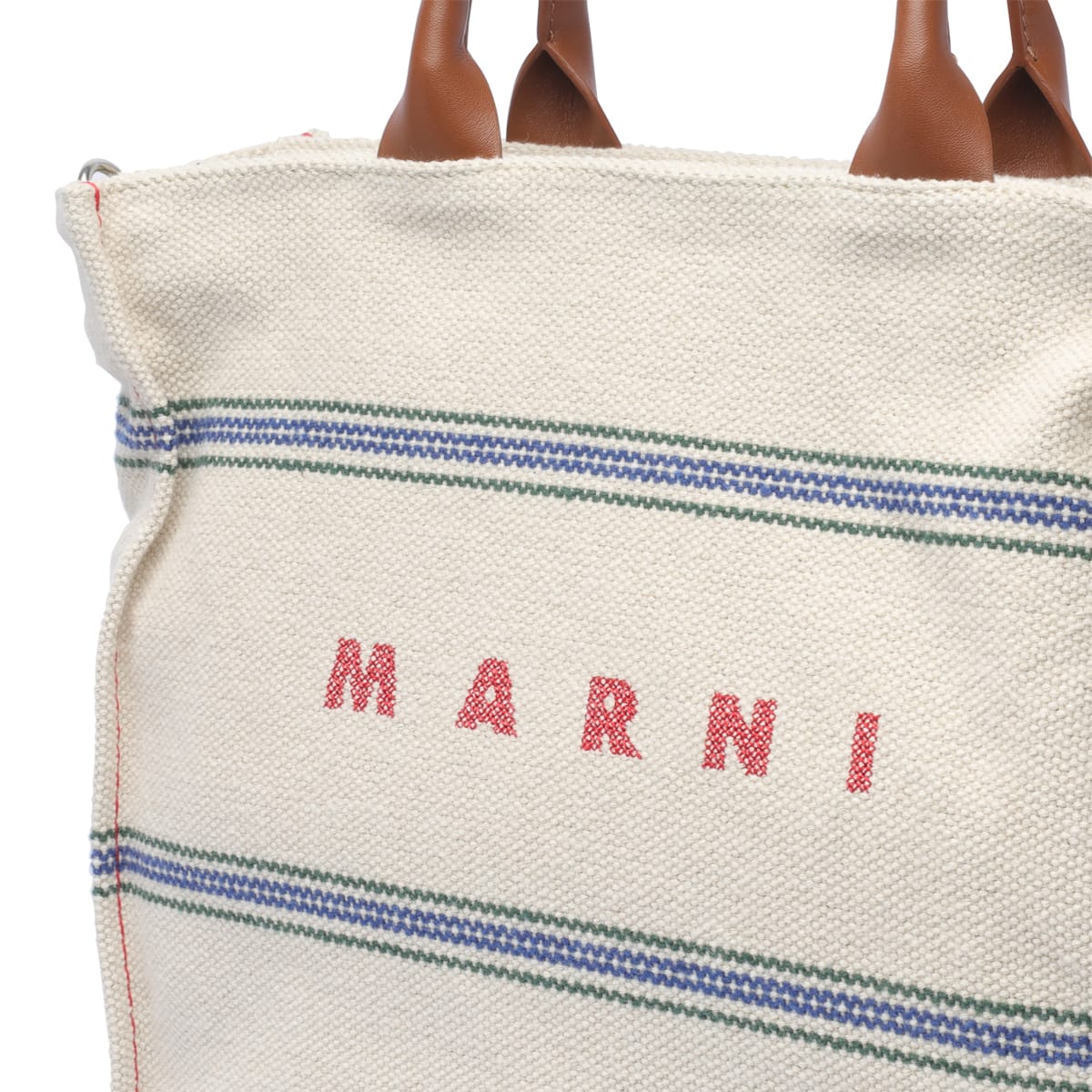 Shop Marni Logo Shopping Bag In Beige/blu