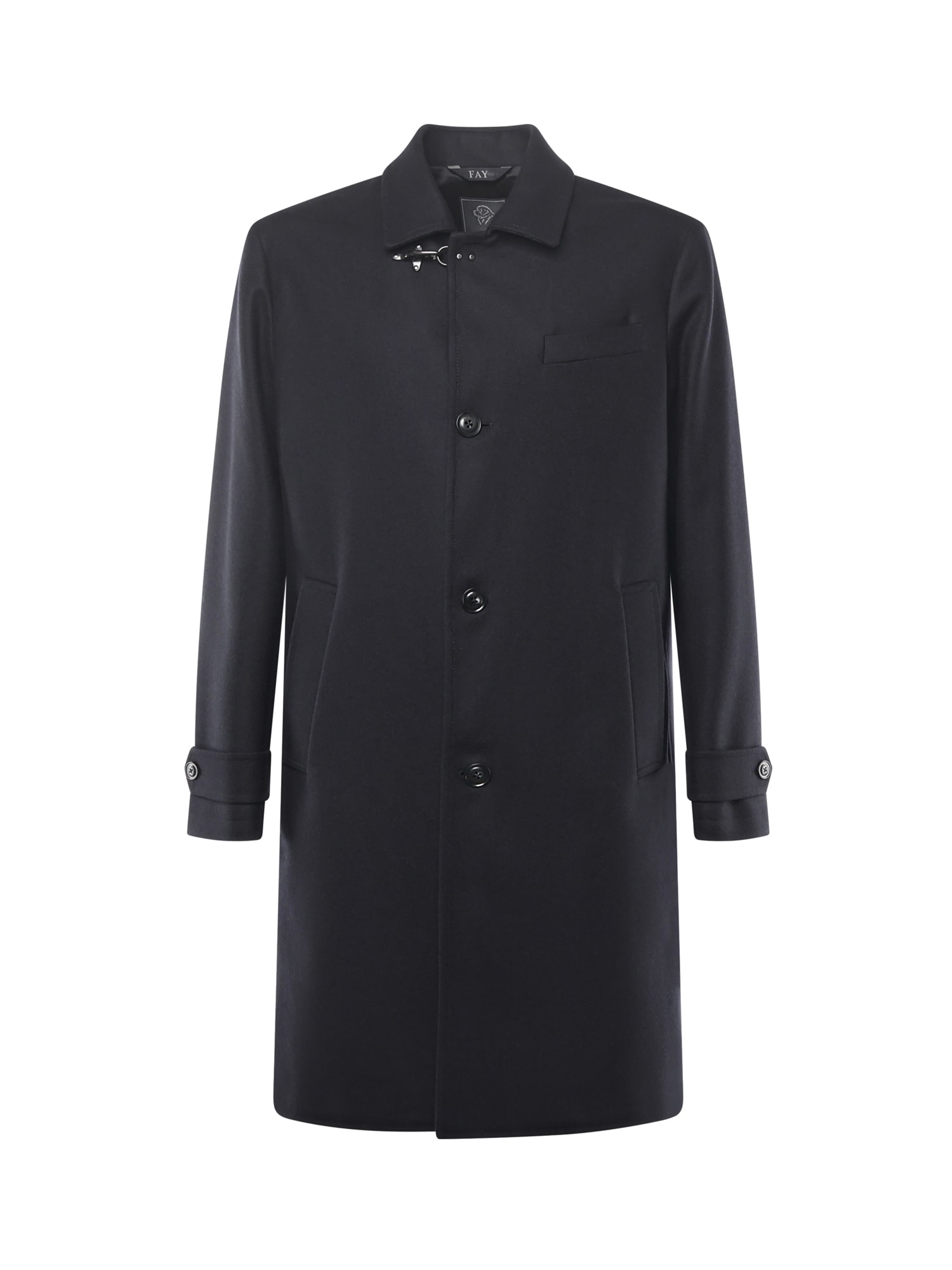 Fay Button-fastening Welt-pocket Coat In Blue