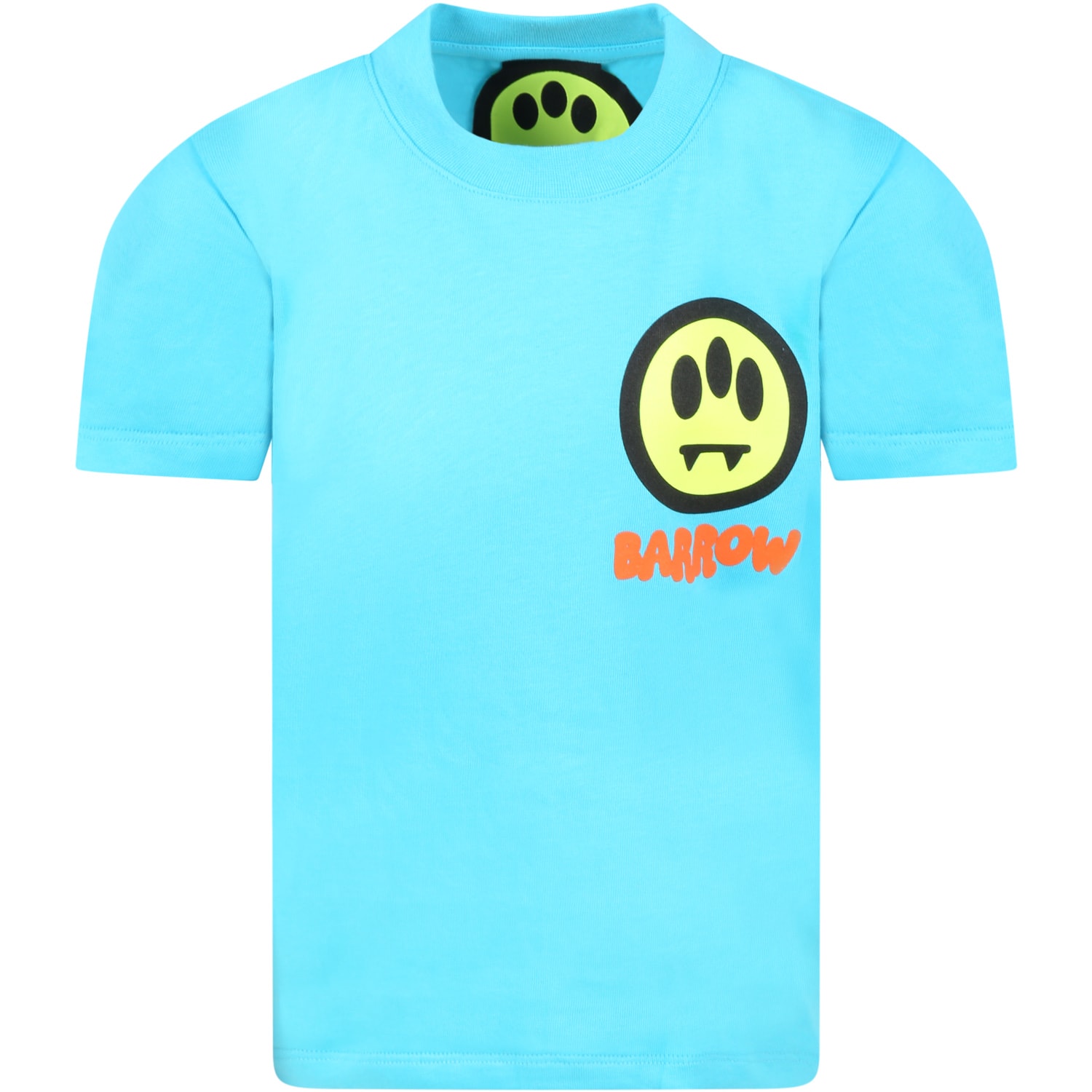 Barrow Light-blue T-shirt For Kids With Iconic Smiley And Logo