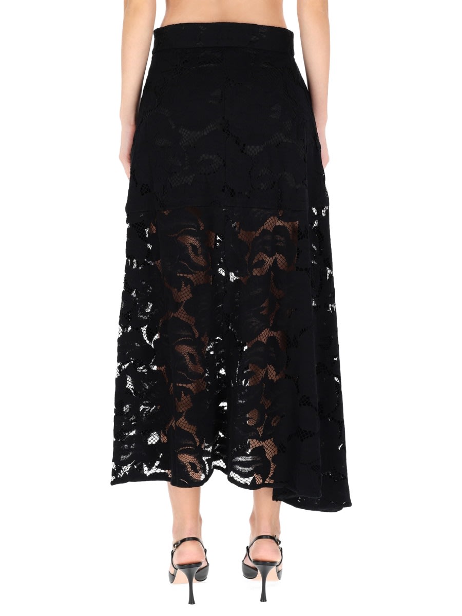 Patou Lace Midi Skirt In Black