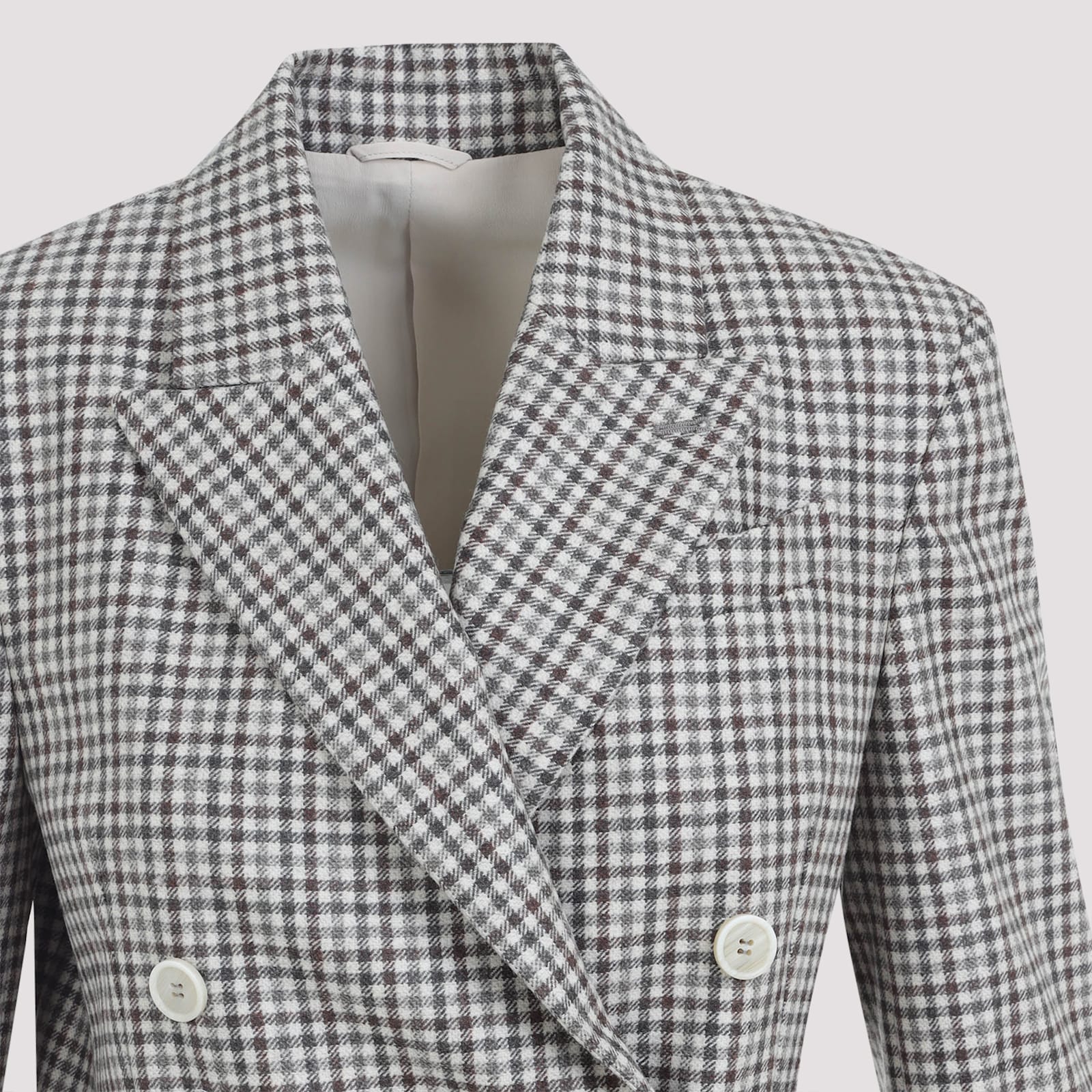 Brunello Cucinelli Vichy Jacket In Gray