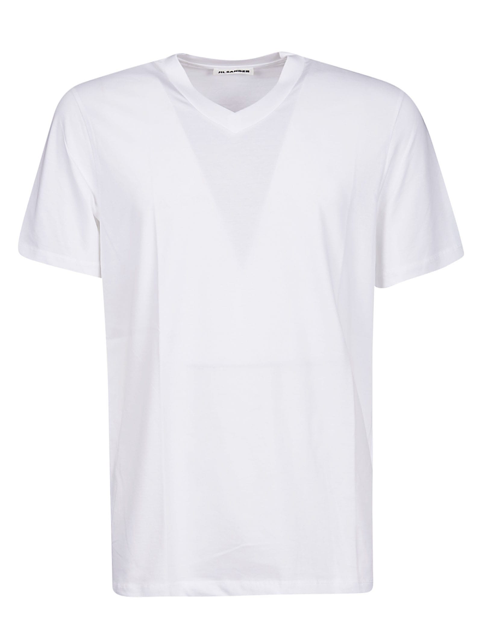 Jil Sander Classic V-neck T-shirt In White | ModeSens