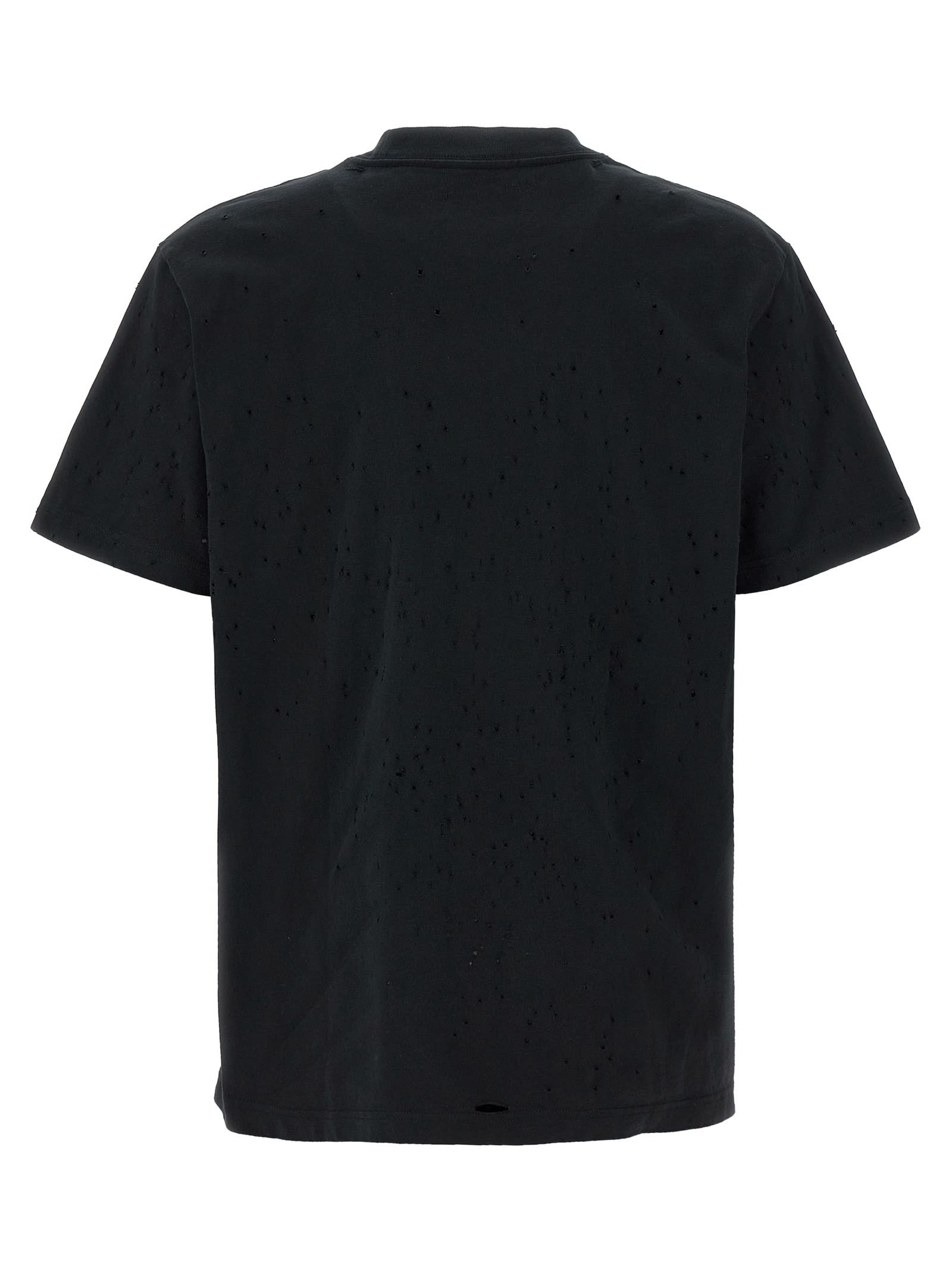 Purple Brand Black Crewneck T-shirt With Logo Lettering On The Front In Cotton Man In Black