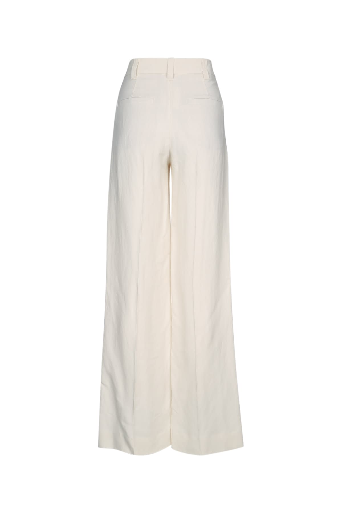 Brunello Cucinelli Fluid Linen Twill Double Pleat Wide Leg Trouser In C9002