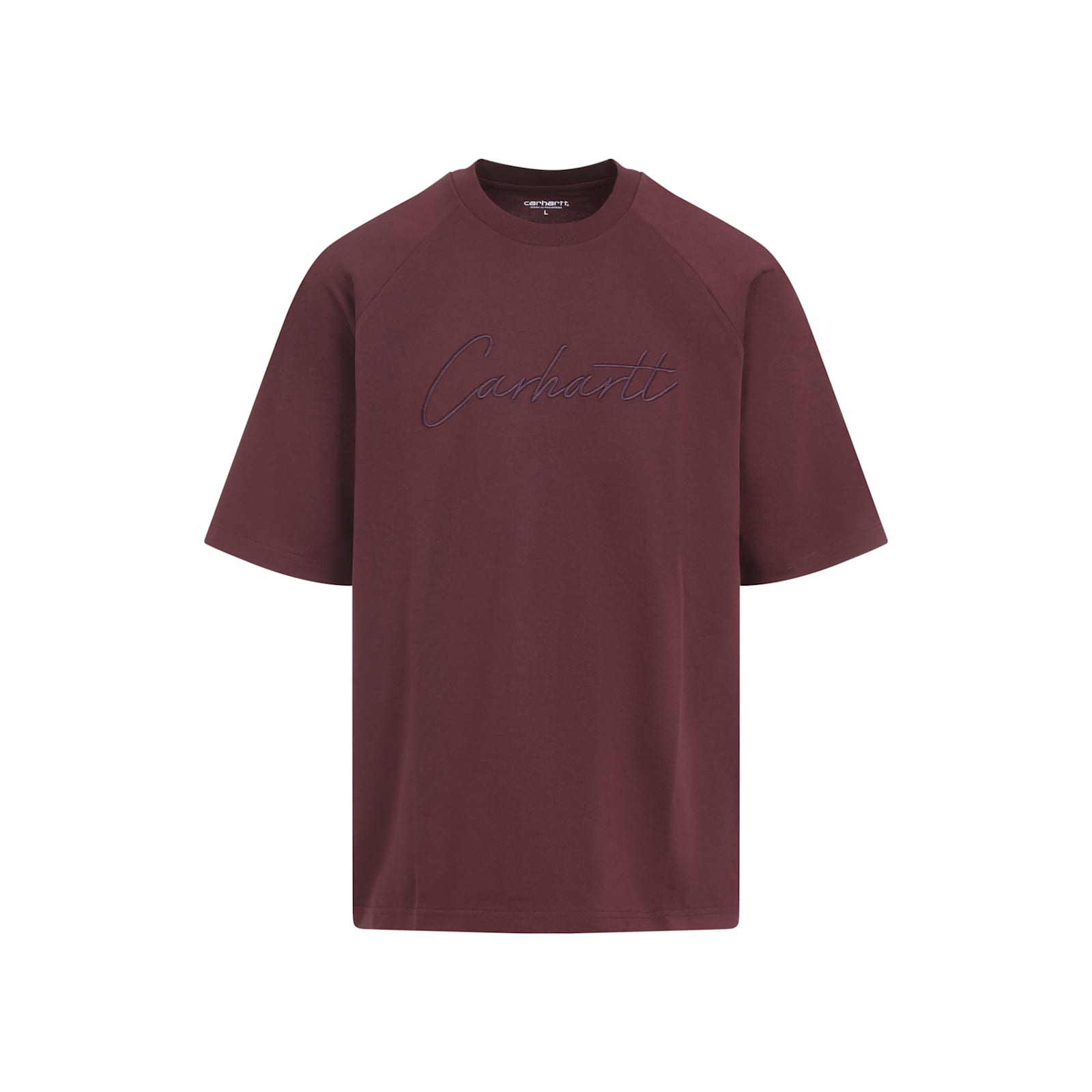 Carhartt Maroon Round Neck Logo T-shirt In Burgundy
