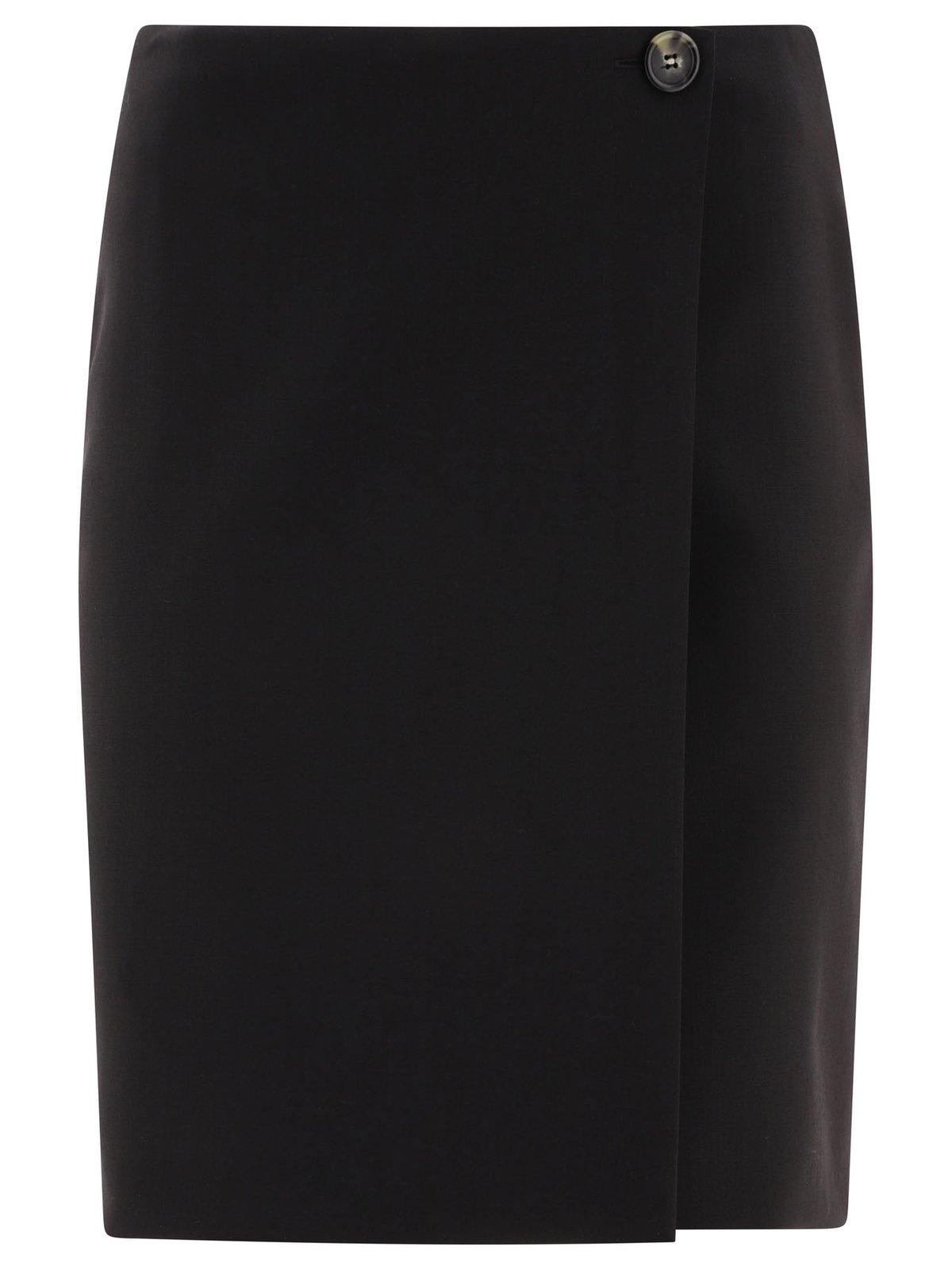 Shop Sportmax Meris Button Detailed Wap Skirt In Nero