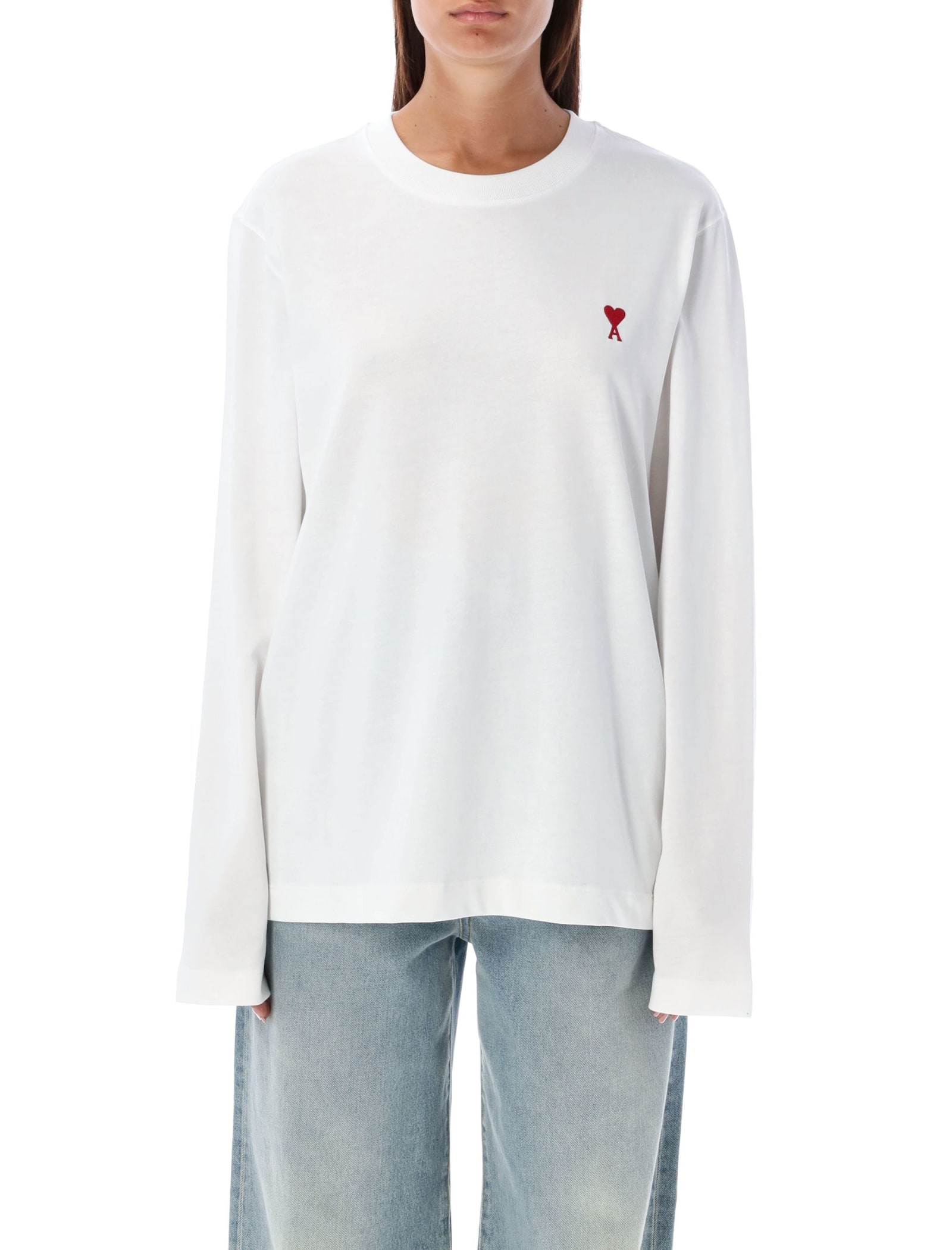 Shop Ami Alexandre Mattiussi Long-sleeved T-shirt In White