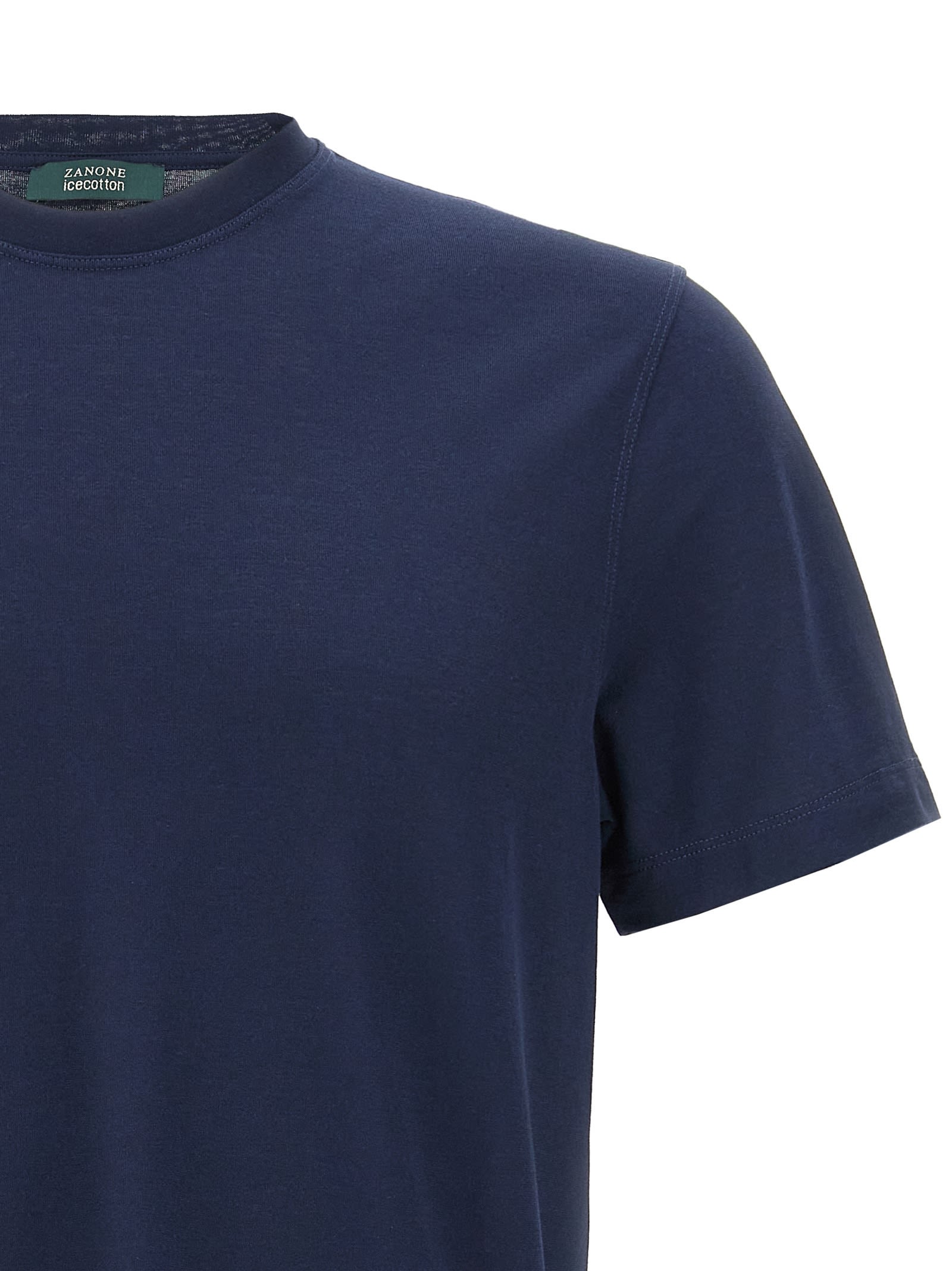 Zanone Crew Neck Plain Short Sleeves T-shirt In Blue