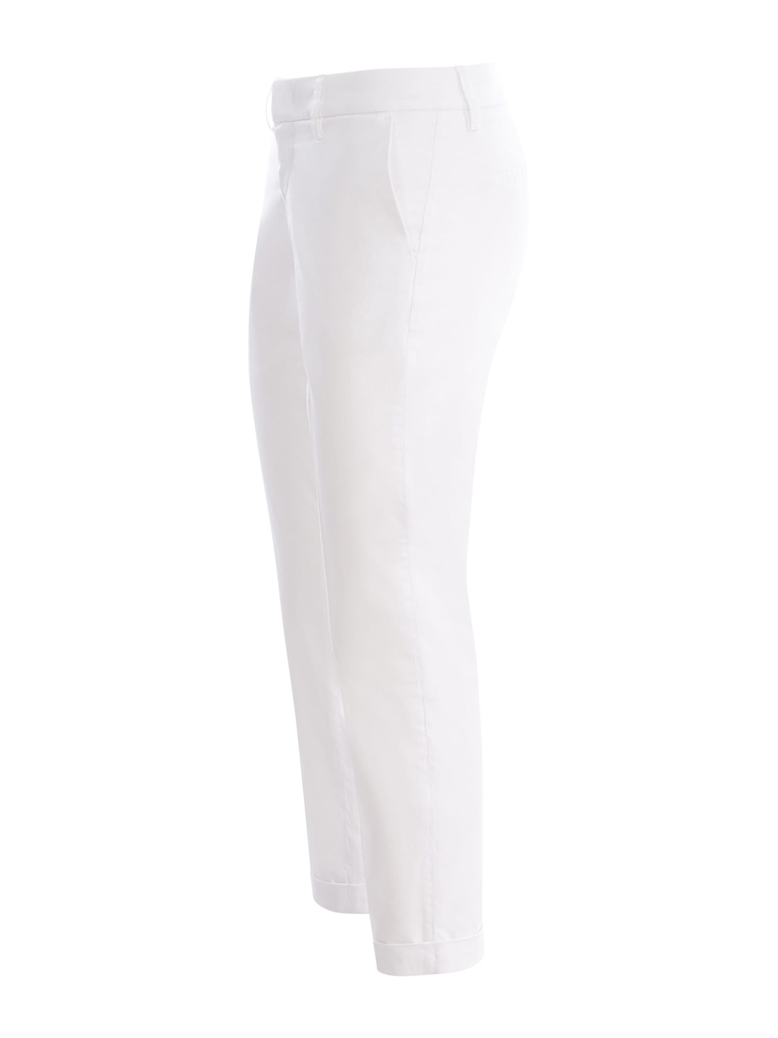 Shop Fay Trousers  Chino In Stretch Cotton In Bianco