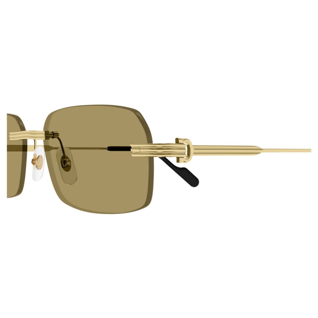 Cartier Signature Square-frame Rimless Gold-tone Sunglasses In Green