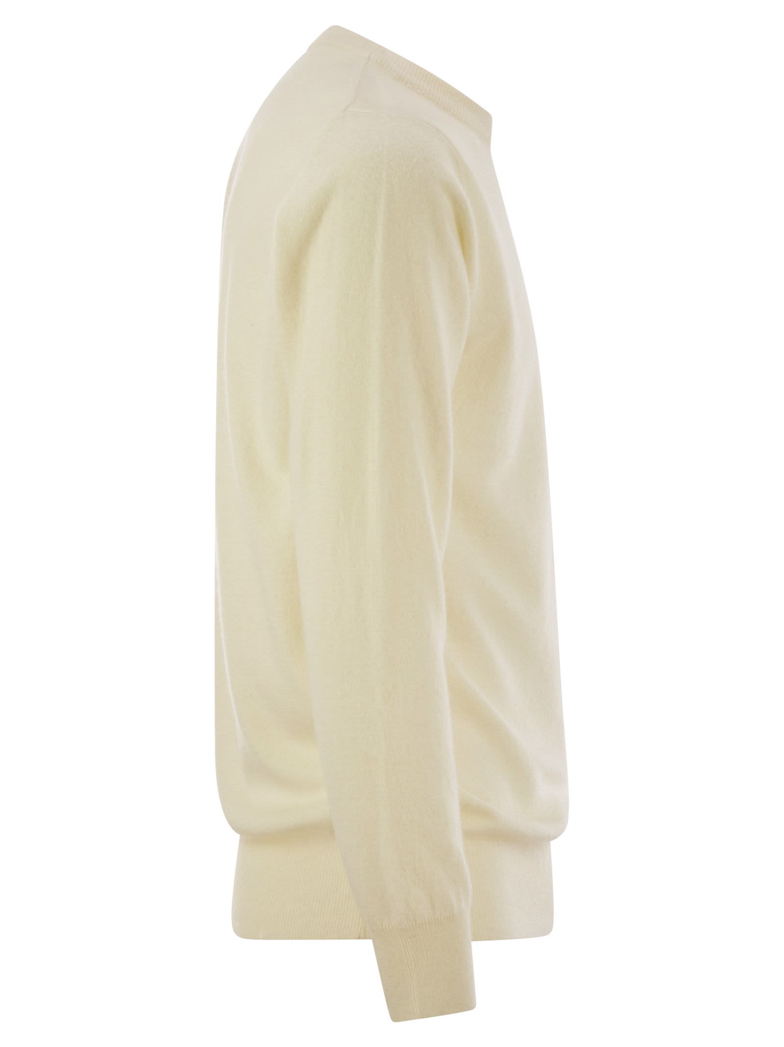 Mc2 Saint Barth A Capodanno Siamo Da Furstenberg Sweater In Wool And Cashmere Blend In White
