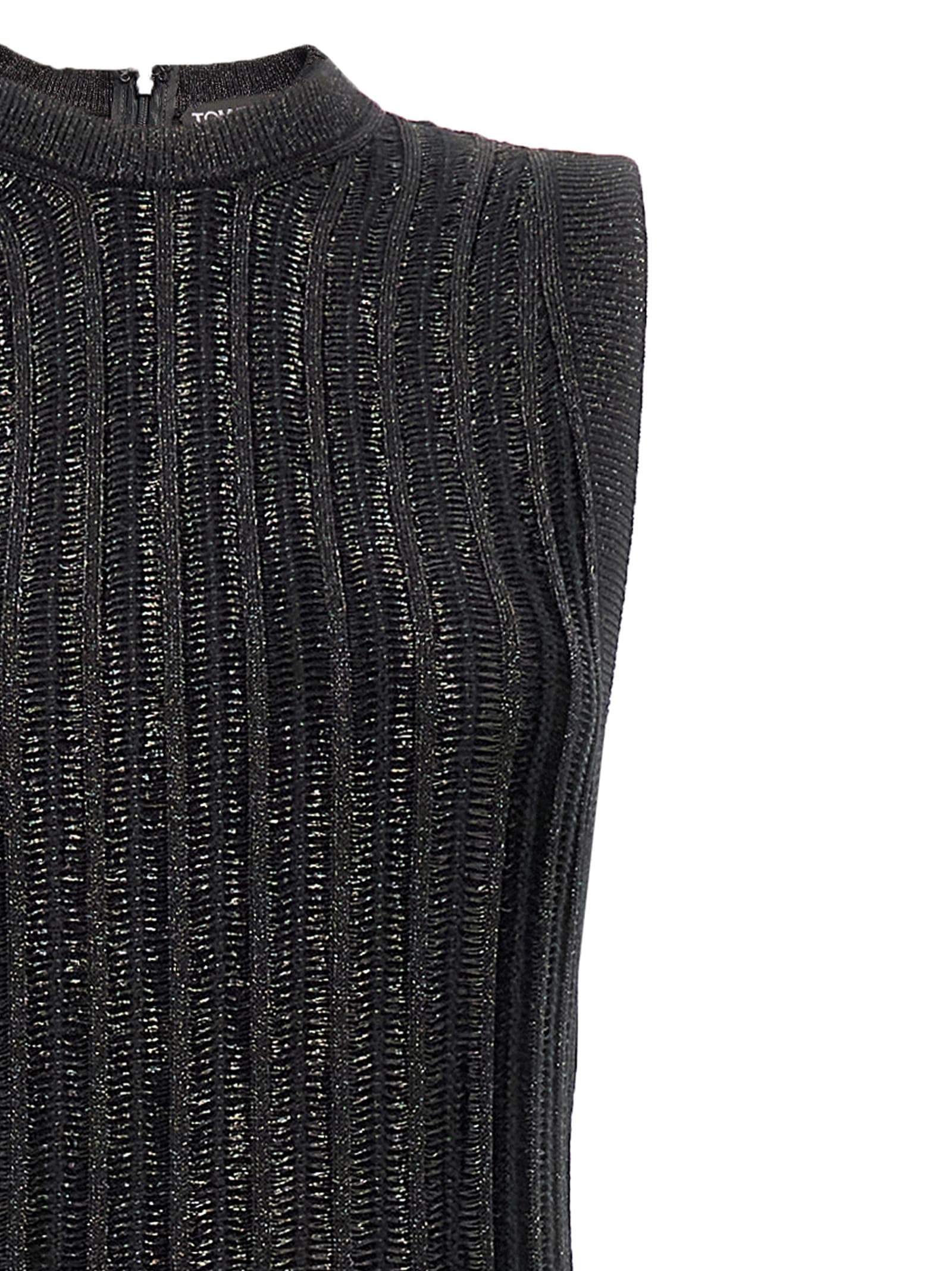 Shop Tom Ford Laminated Knit Dress In Black