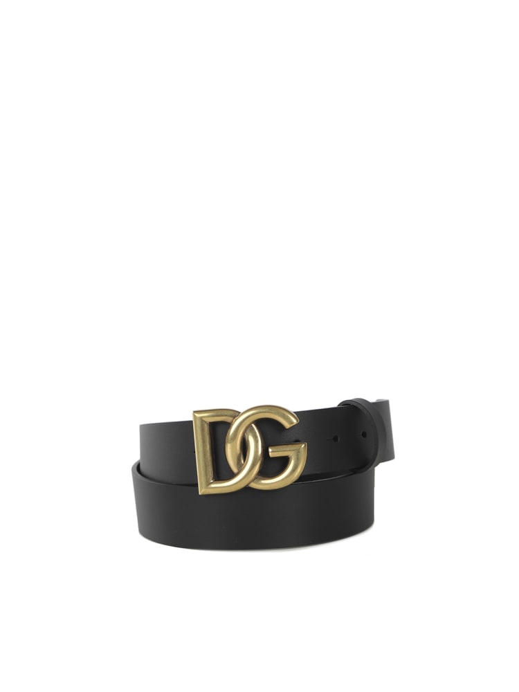 Shop Dolce & Gabbana Logo Buckle Belt In Black/gold