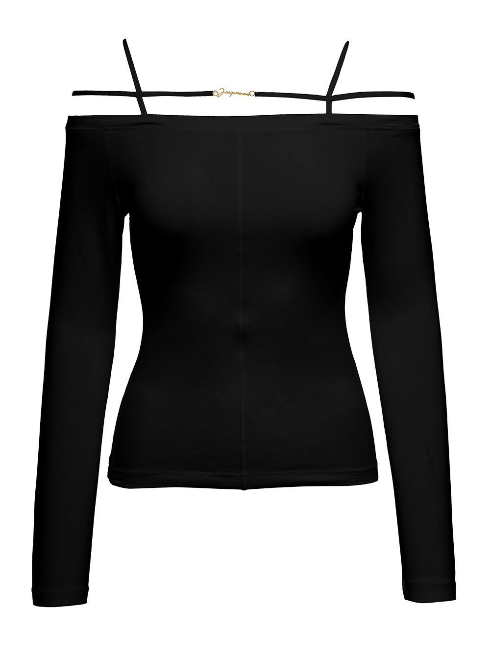 sierra Black Long-sleeve Top With Logo Detail In Jersey Woman