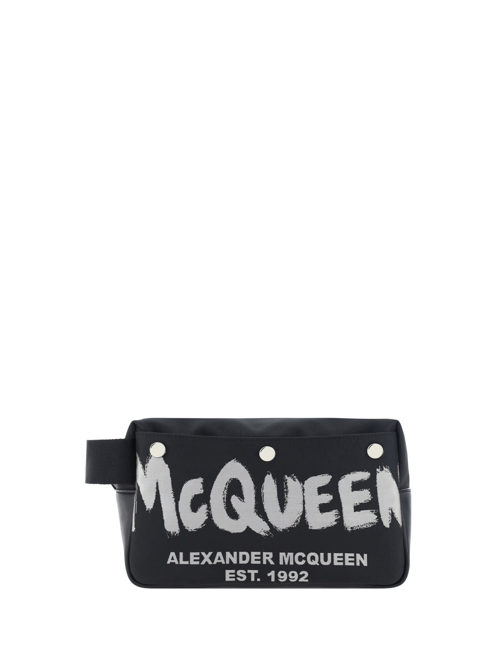 Shop Alexander Mcqueen Beauty Case In Black/off White