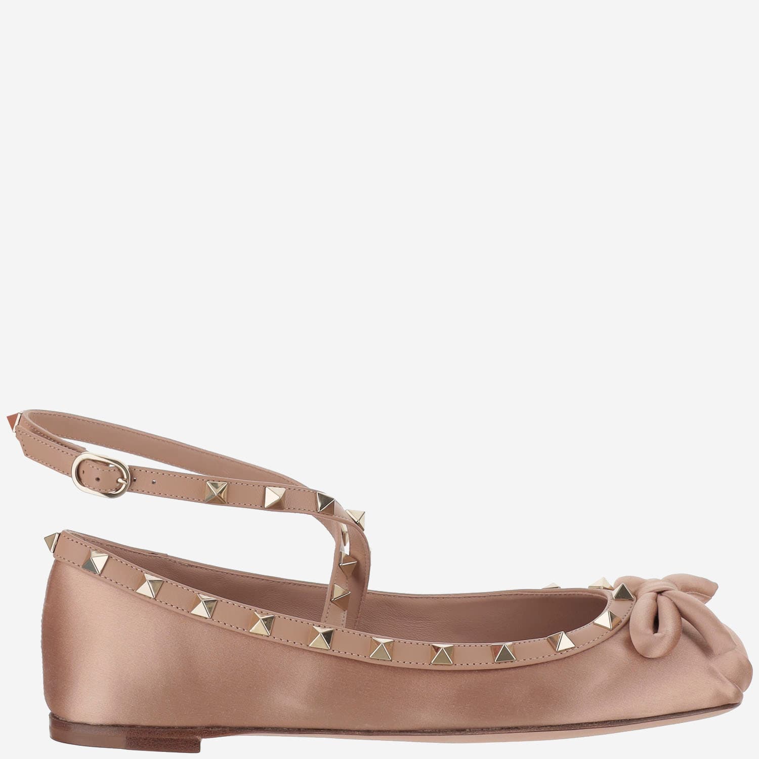 Valentino Rockstud Leather Ballet Flats In Pink