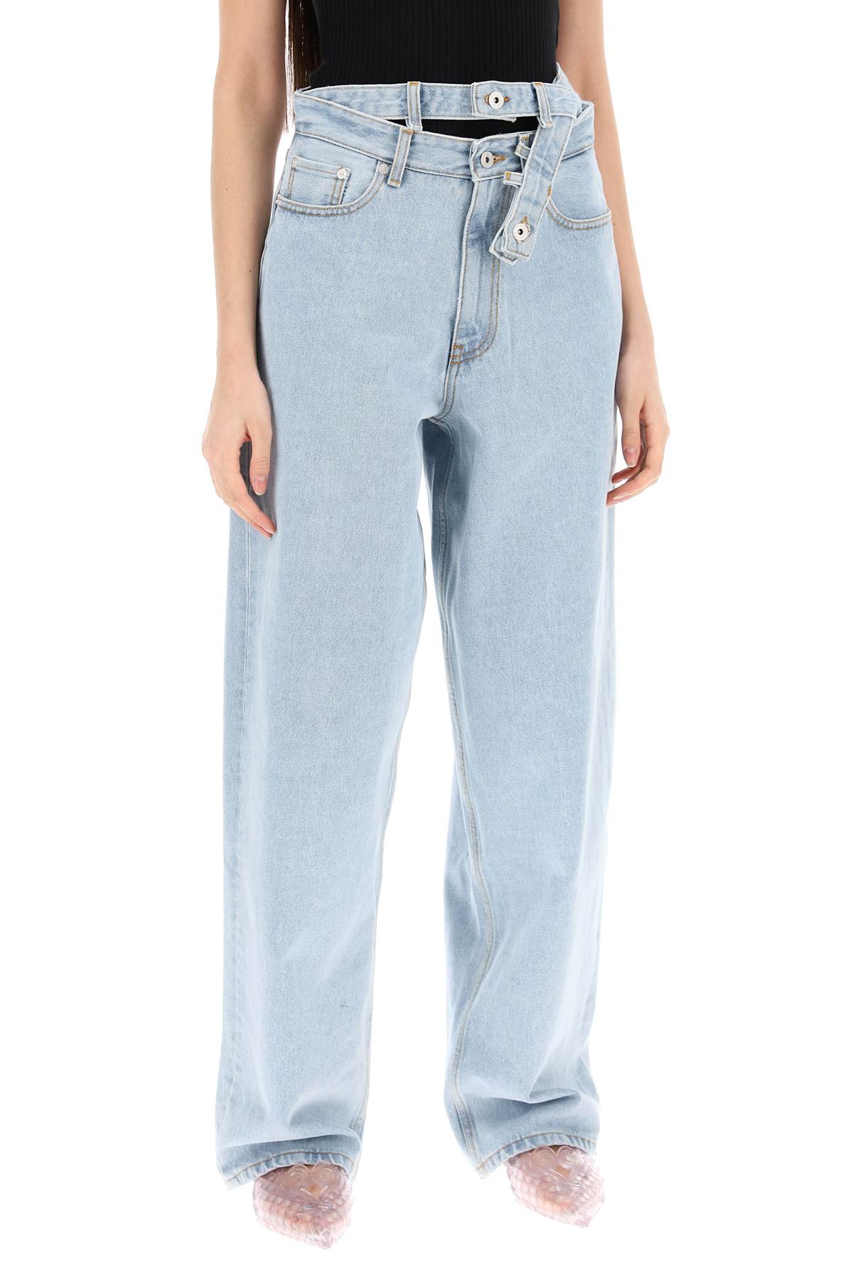 Shop Y/project Evergreen Double-waist Jeans In Evergreen Ice Blue (blue)