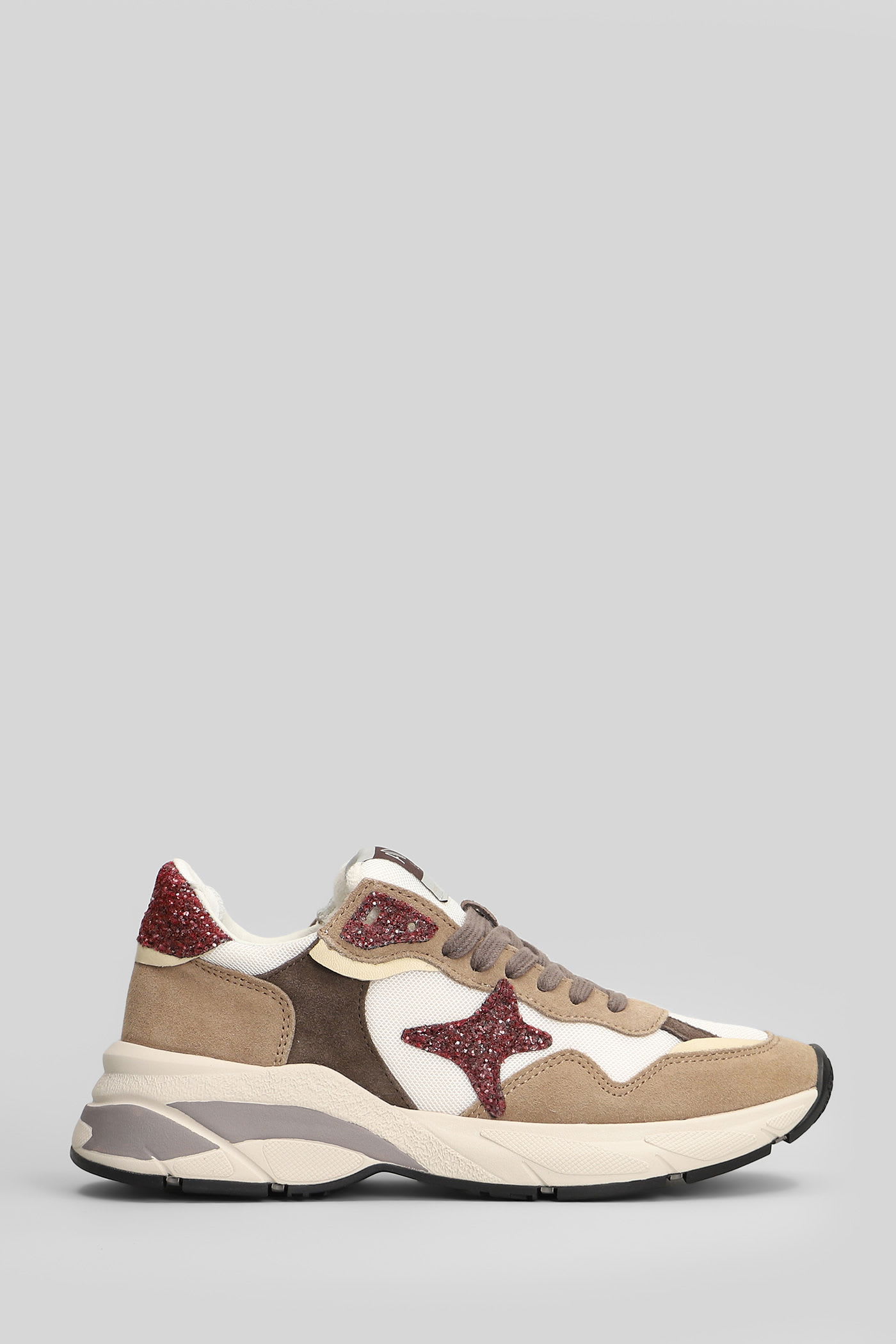 Ama Brand Sneakers In Beige Suede And Fabric In Multi
