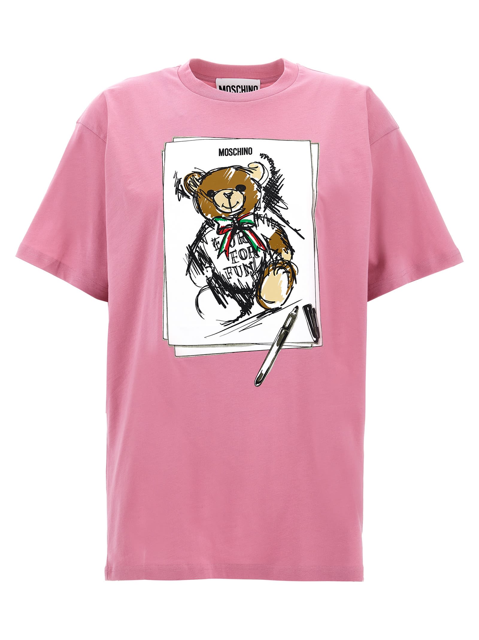 Shop Moschino Printed T-shirt In Pink