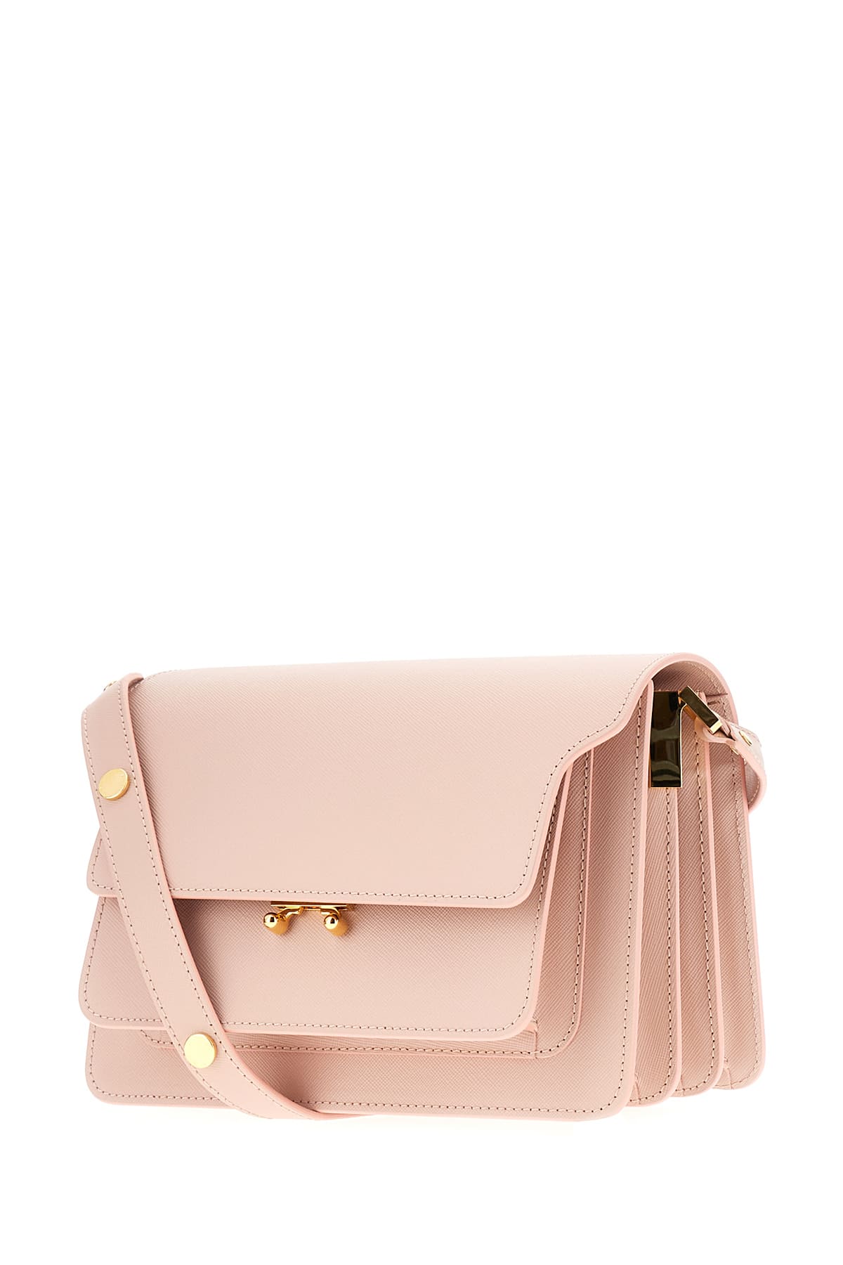 Shop Marni Pink Leather Trunk Crossbody Bag In Z677c