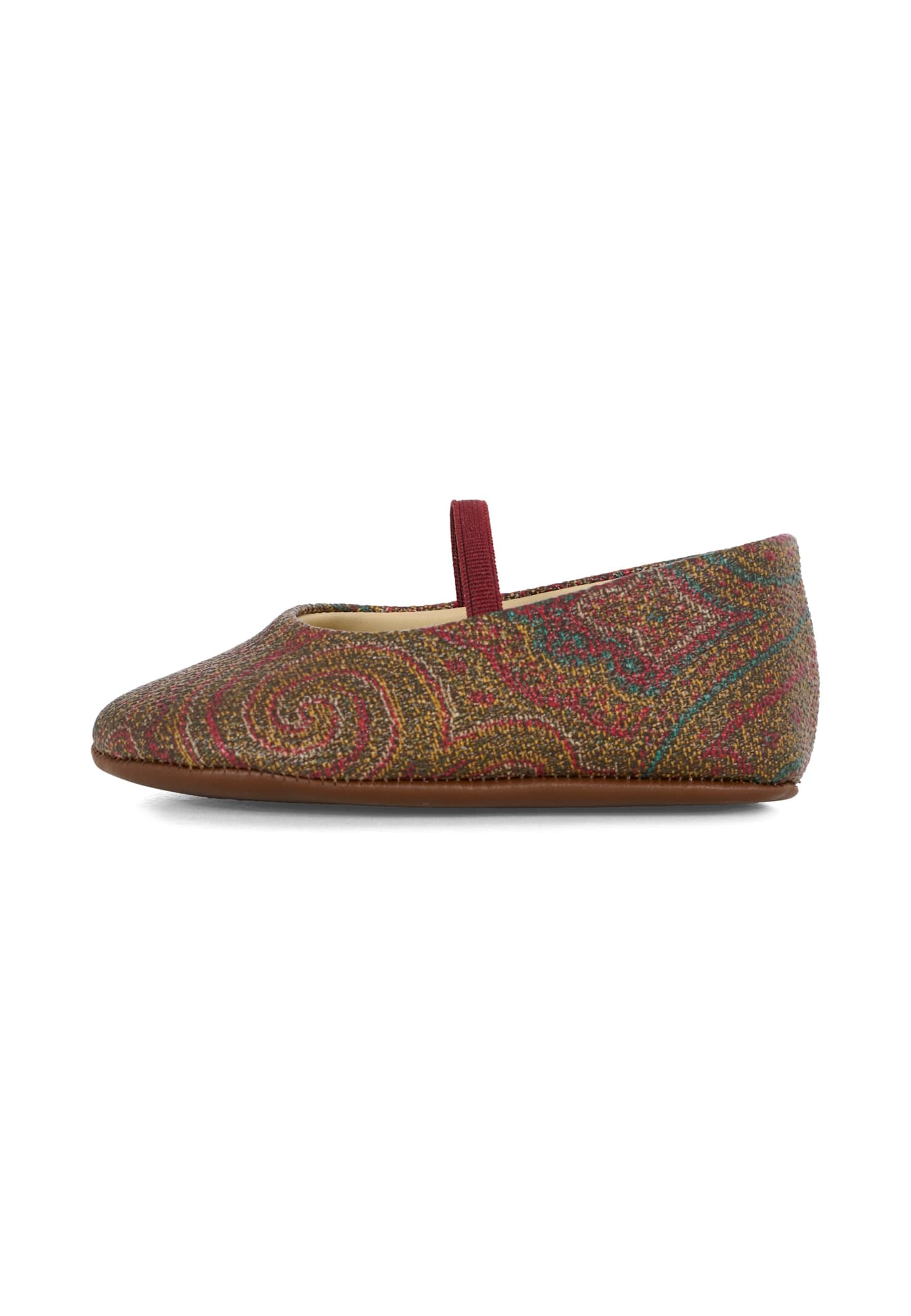 Etro Multicolor Ballet Flats For Baby Girl With Paisley Print In Brown