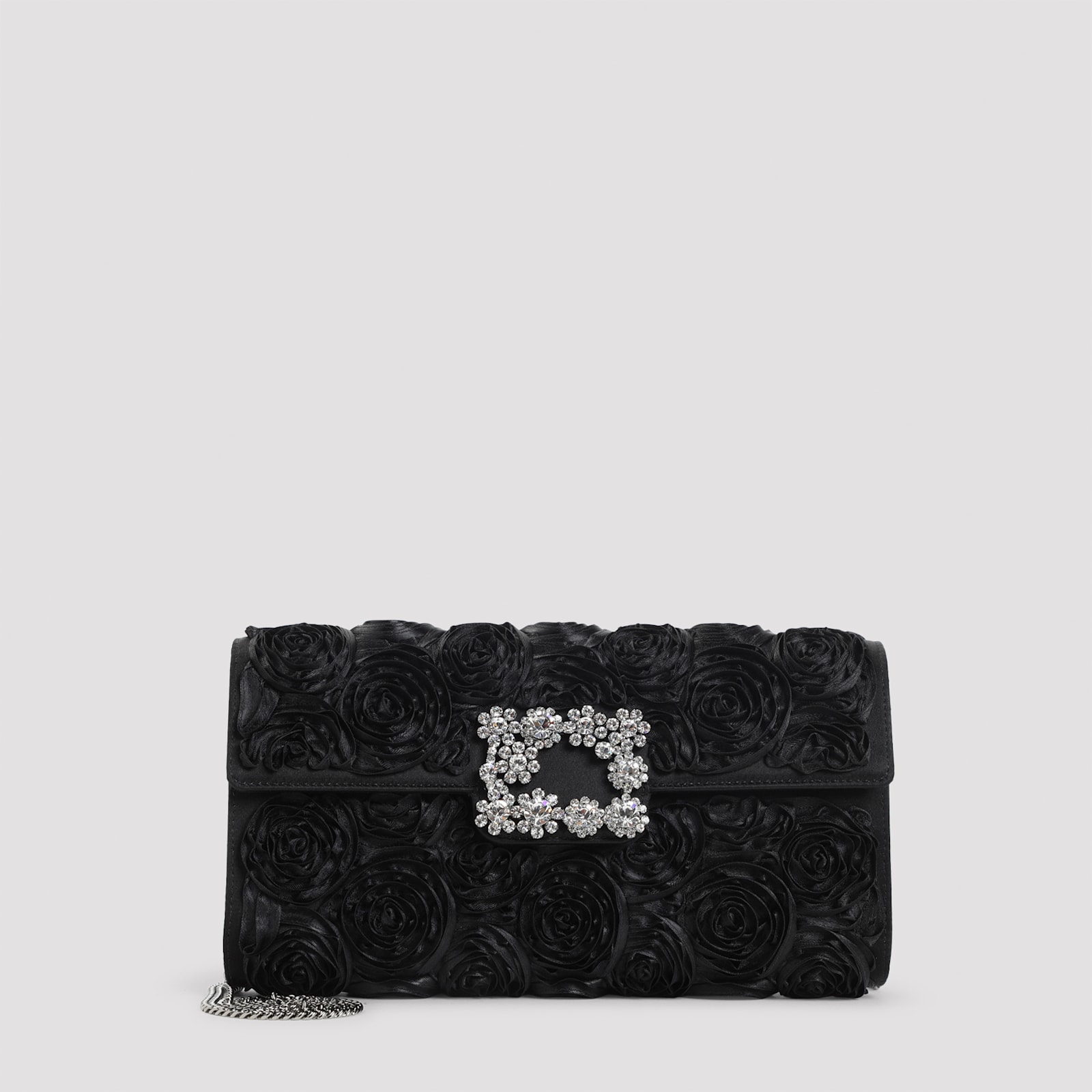 Roger Vivier Envelope Flap Rose Flower Buckle In Black