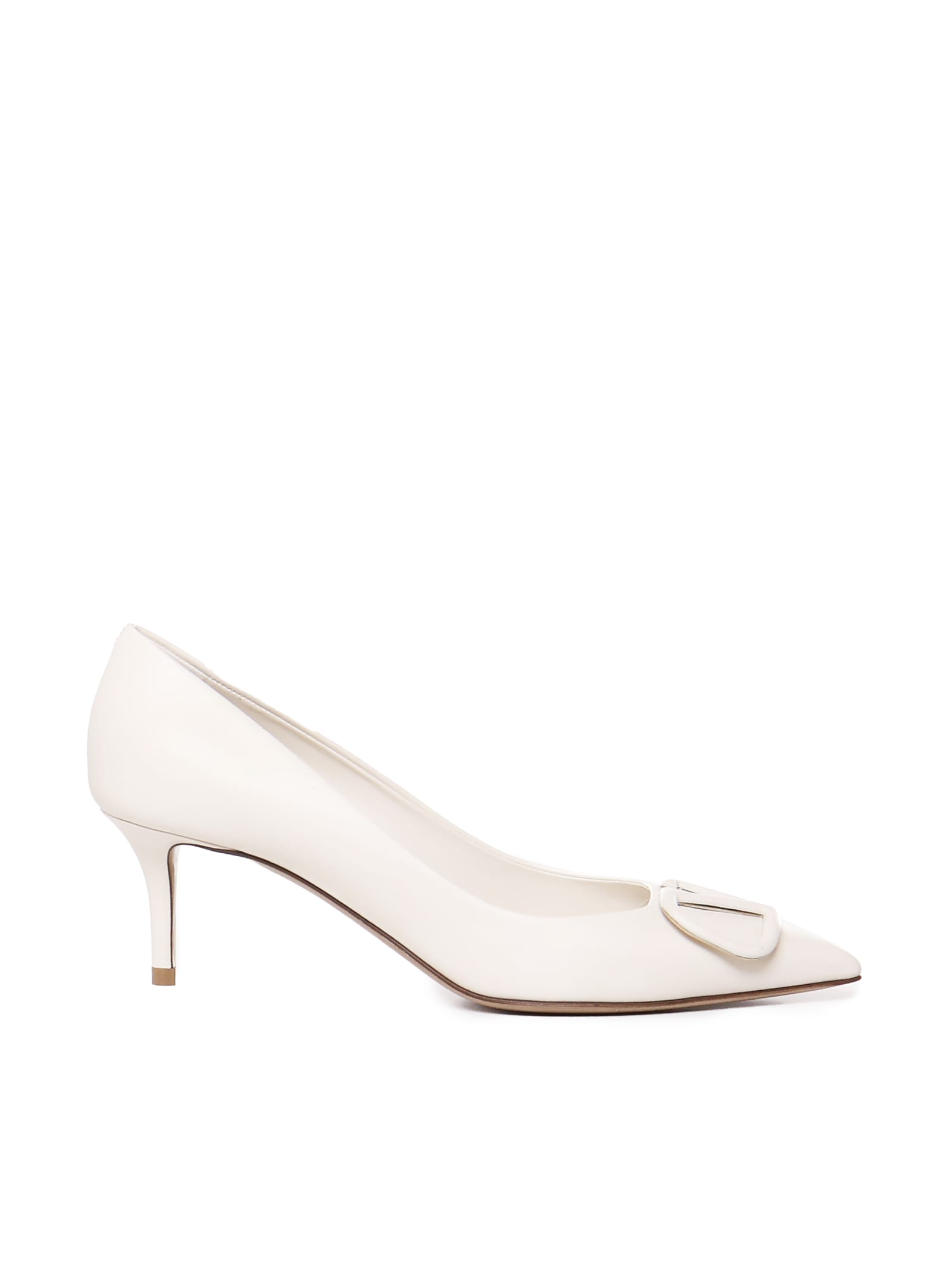 Shop Valentino Vlogo Pumps In Calfskin In Light Ivory