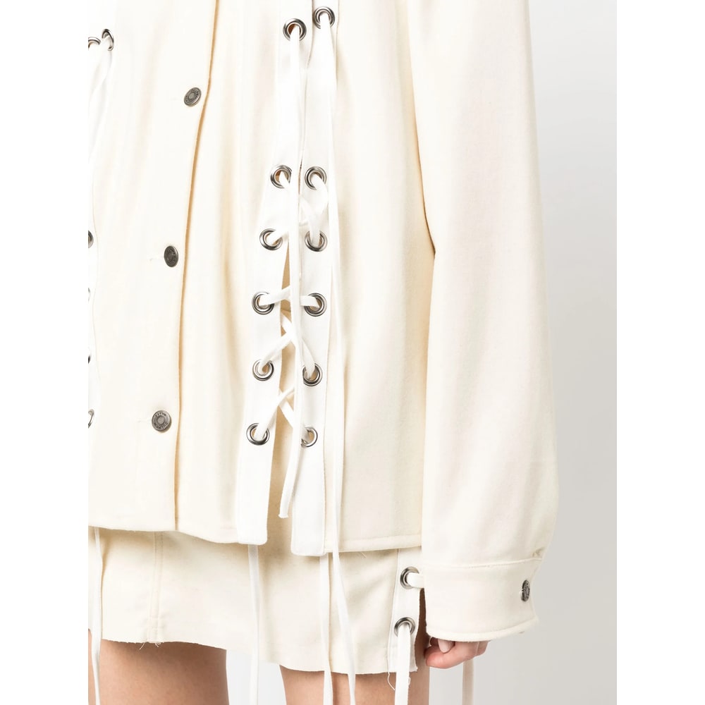 Julfer Alex Lace-up Wool Jacket In Neutral