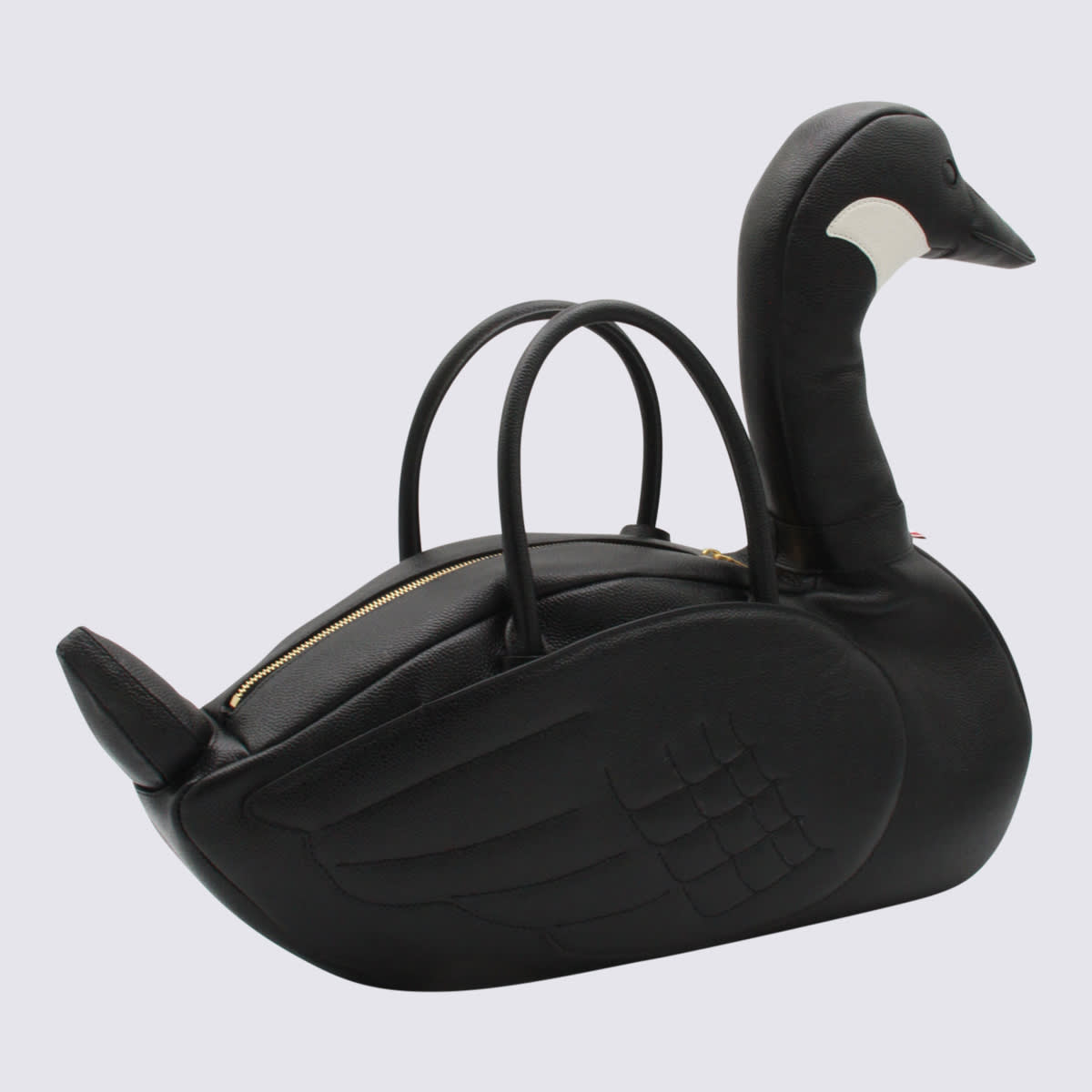 Thom Browne Black Leather Goose Top Handle Bag In Black