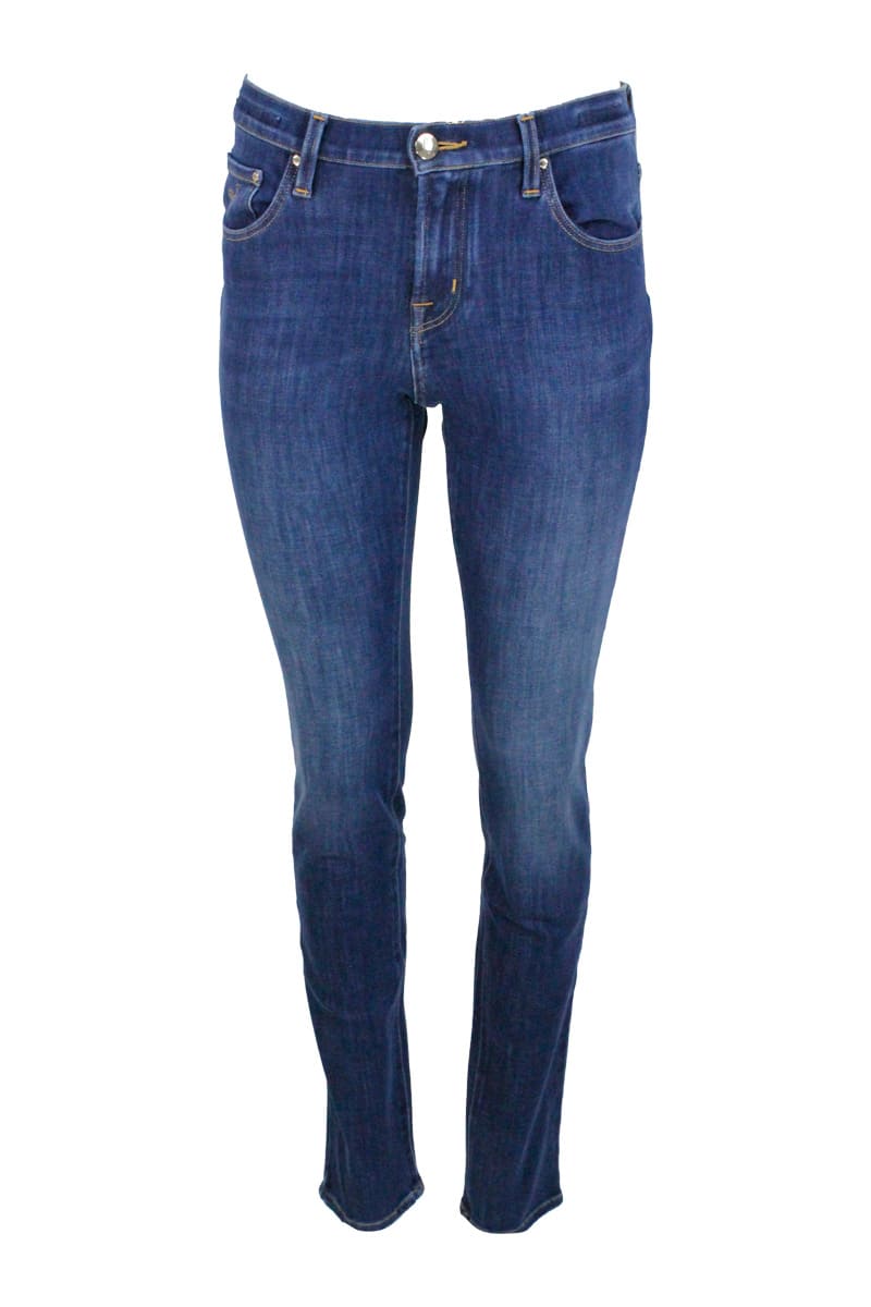 Jacob Cohen Stretch Denim Trousers With Regular Waist And Zip Closure