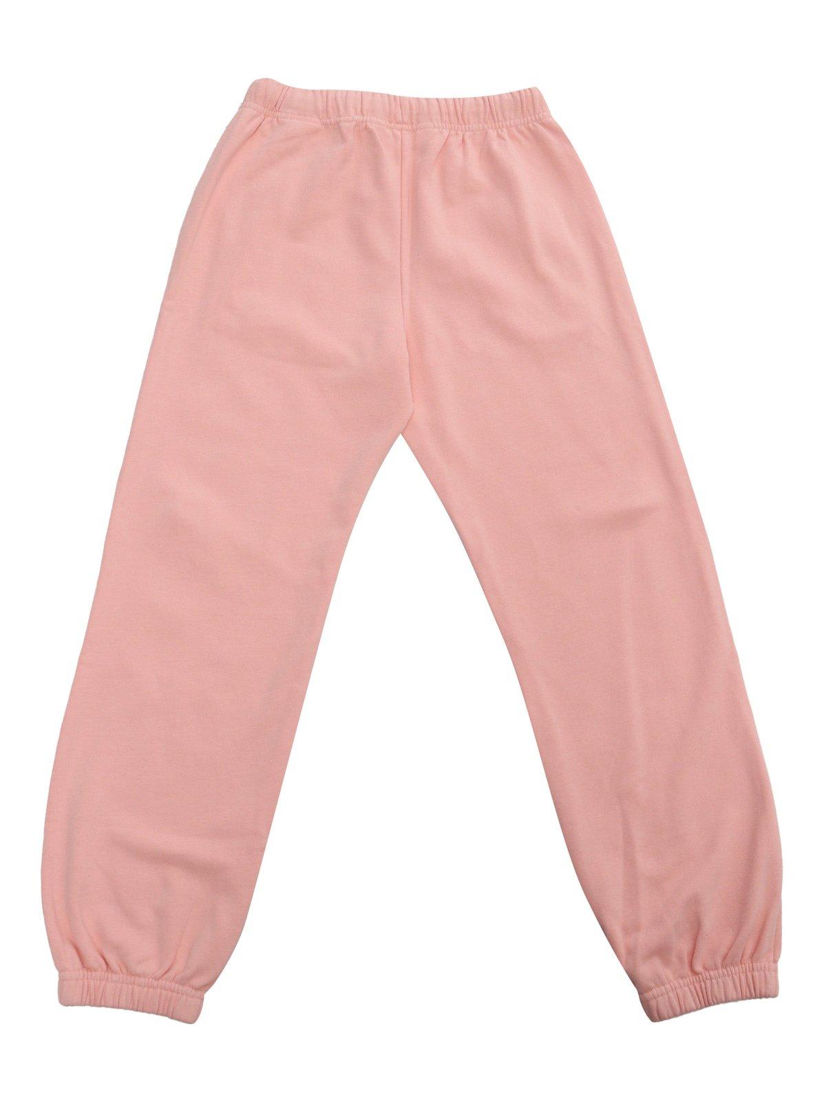 Shop Palm Angels Logo Printed Drawstring Pants In Pink White