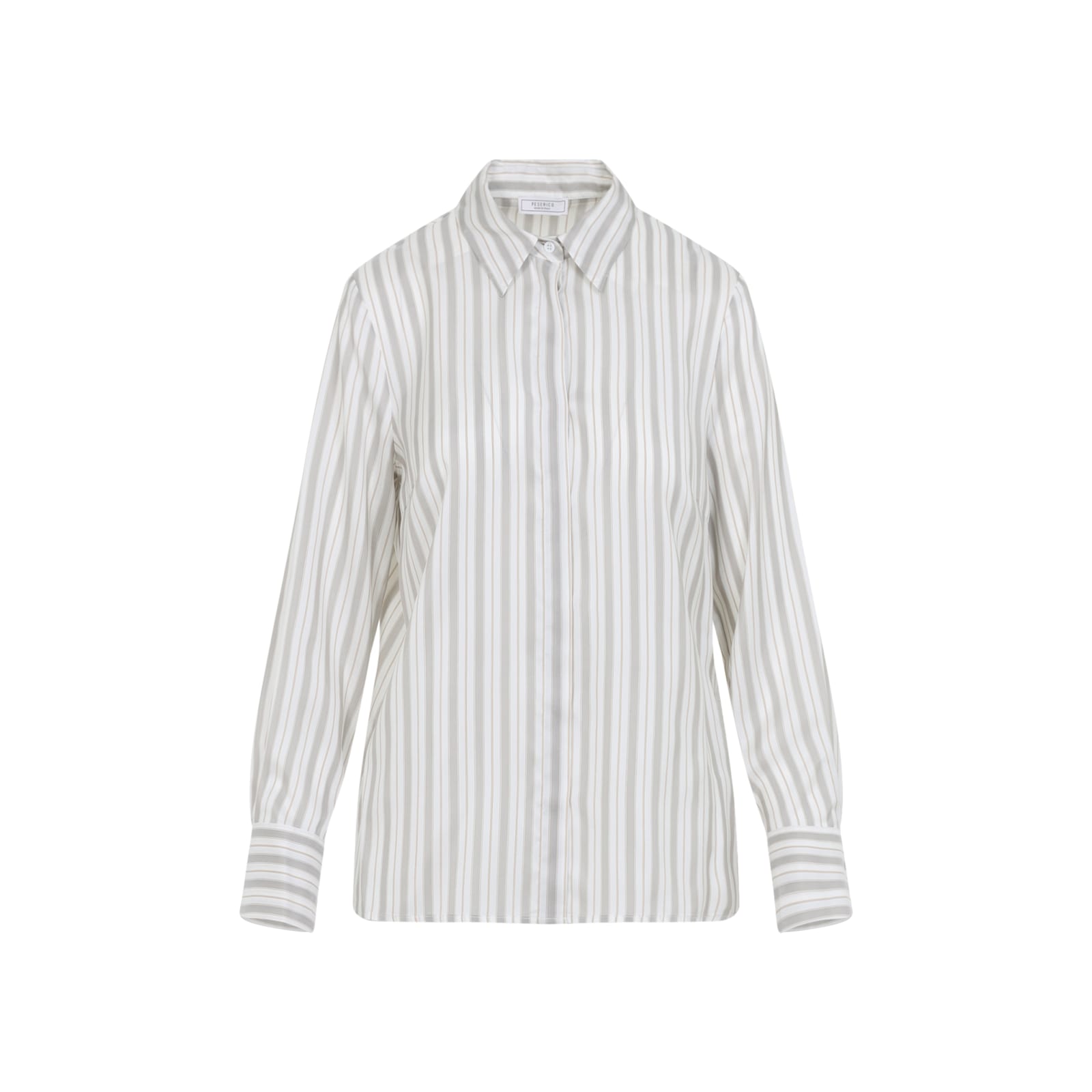 Peserico Striped Long Sleeve Shirt With Cuffed Sleeves In Multi