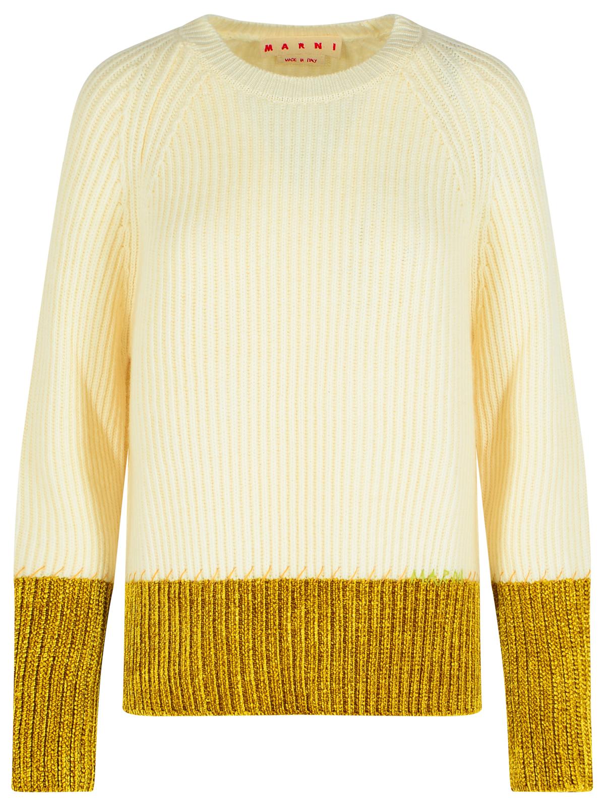 Marni Ivory Virgin Wool Sweater In Sand