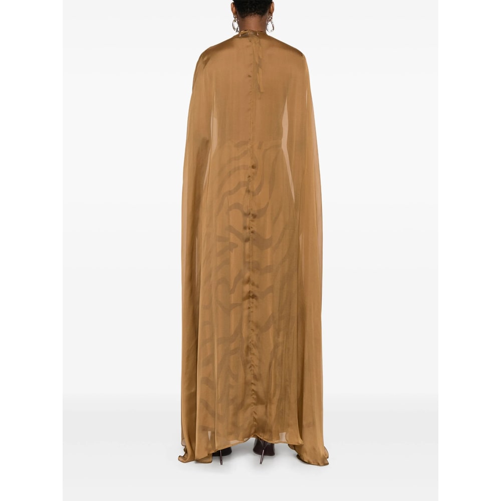 Raquel Diniz Ruffled Cape Coat In Brown