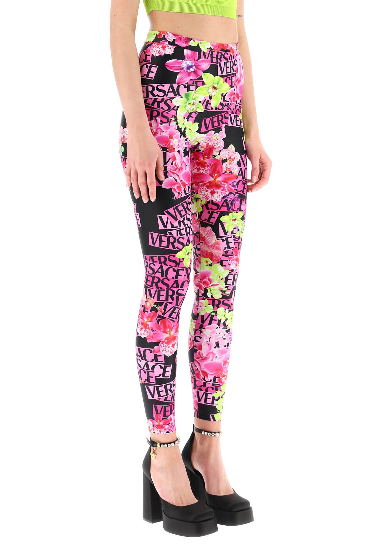Versace Pink Orchid Leggings In Multicolor
