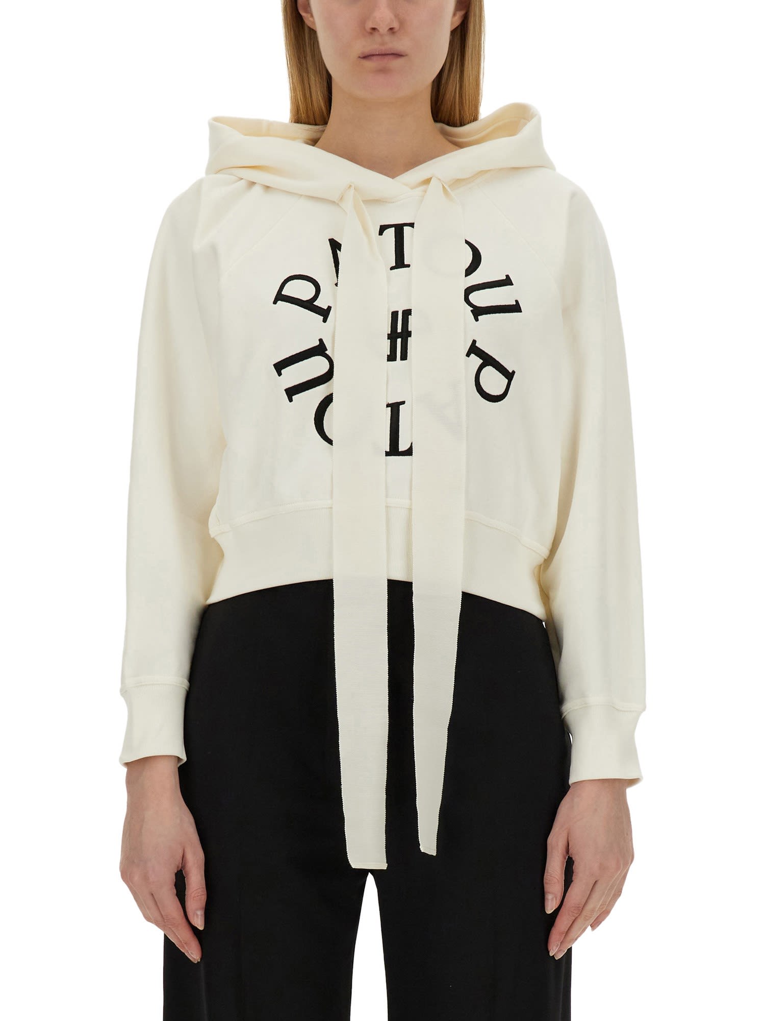 Shop Patou Sweatshirt With Logo Embroidery In Beige