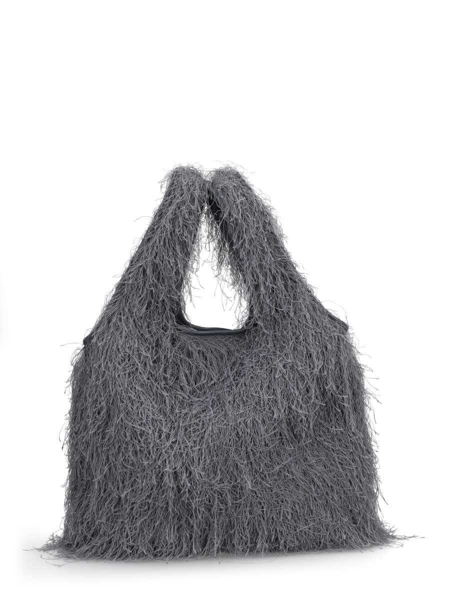 Dries Van Noten Marche Small Fringed Tote Bag In Gray