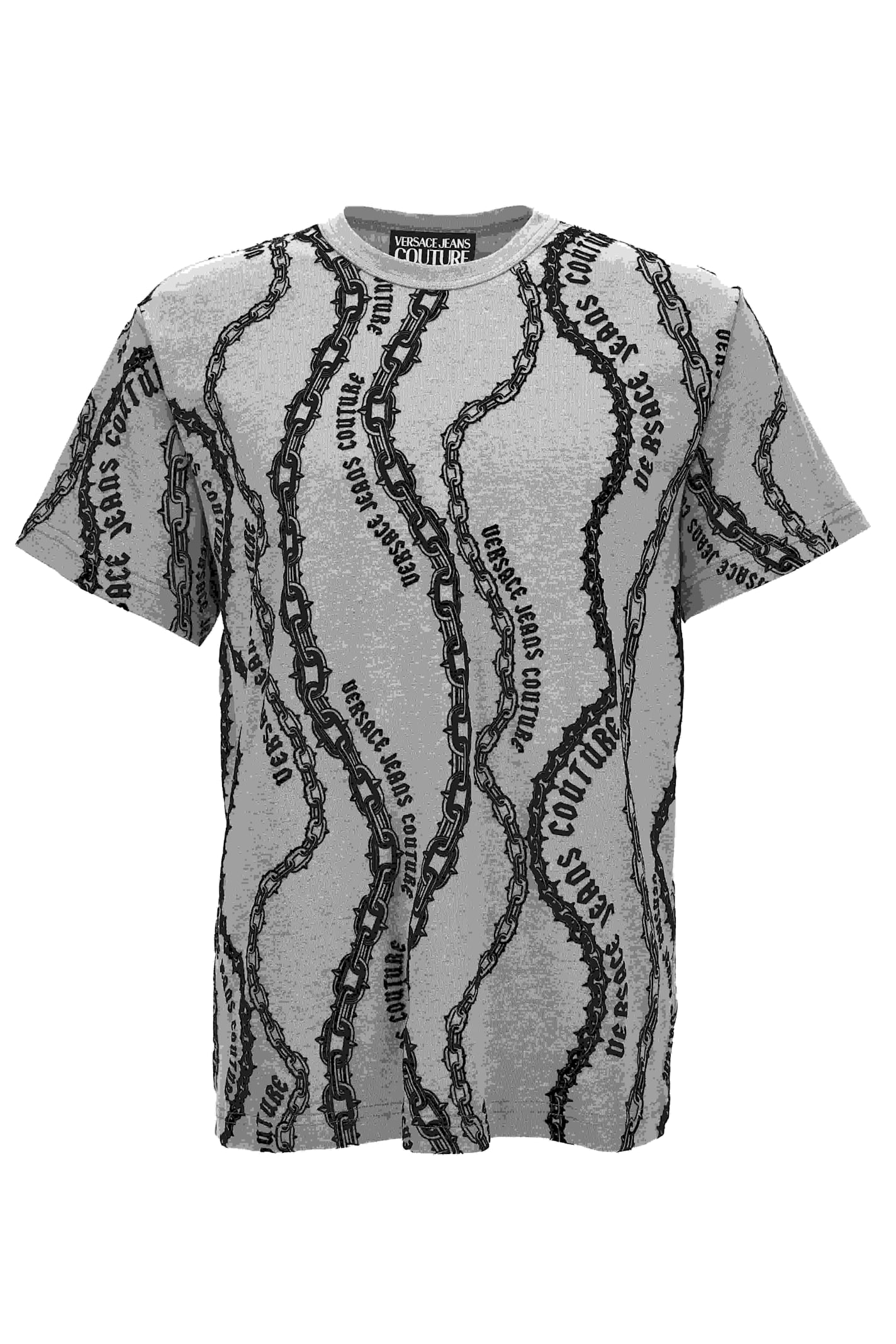 Versace Jeans Couture Man T-shirt Grey Size L Cotton In Grey