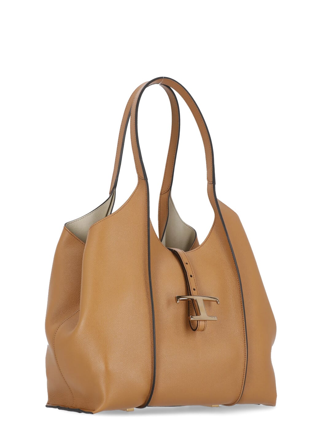 Shop Tod's Leather Shopping Bag In Beige