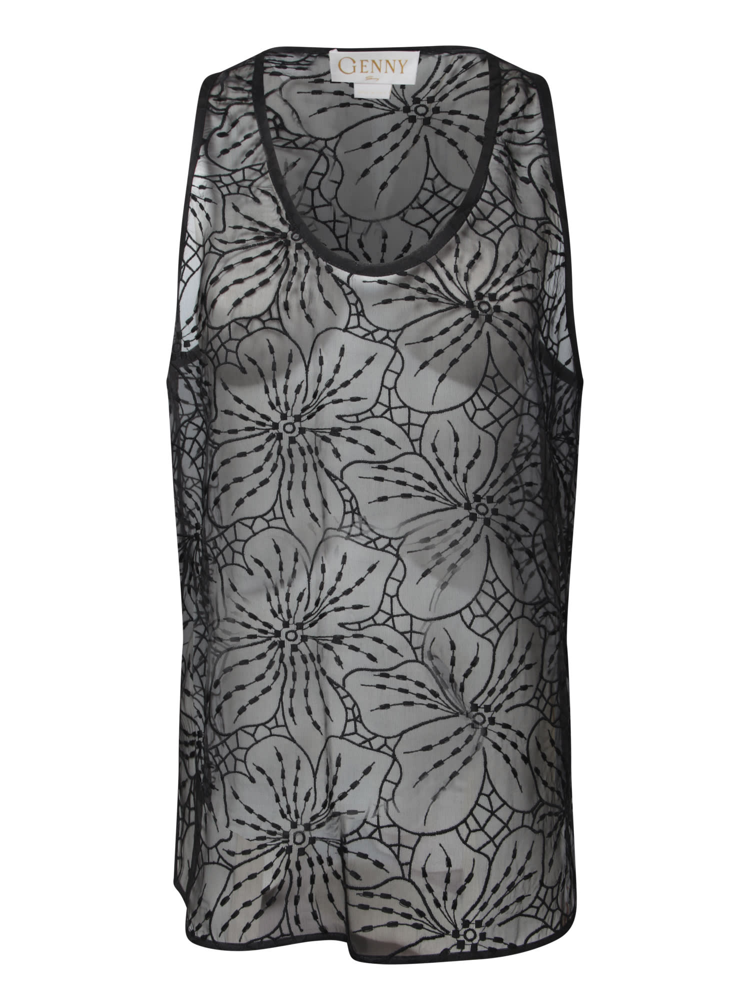 GENNY BLACK ORGANZA FLOWER TOP