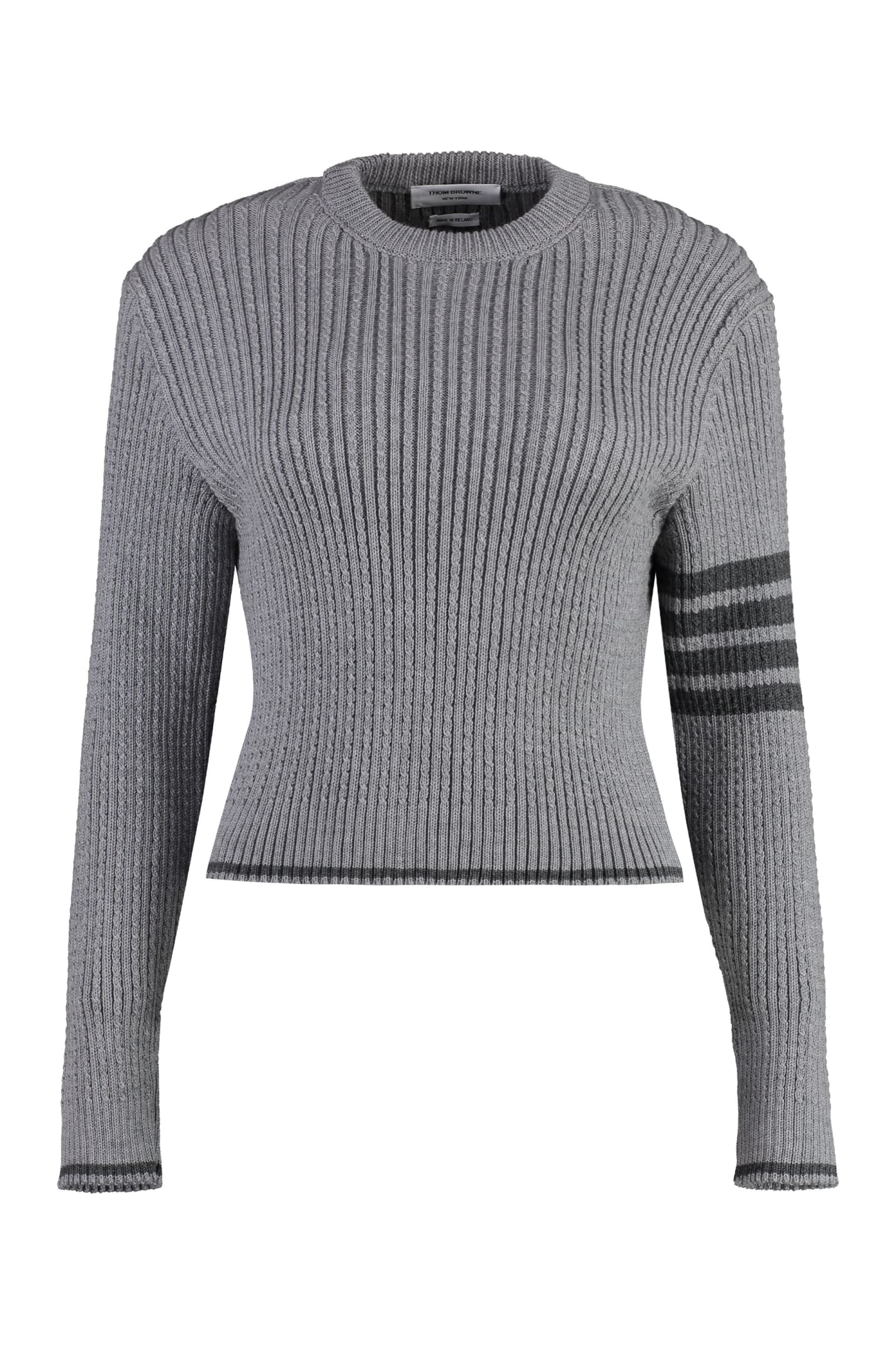 Shop Thom Browne Virgin Wool Sweater In Grey