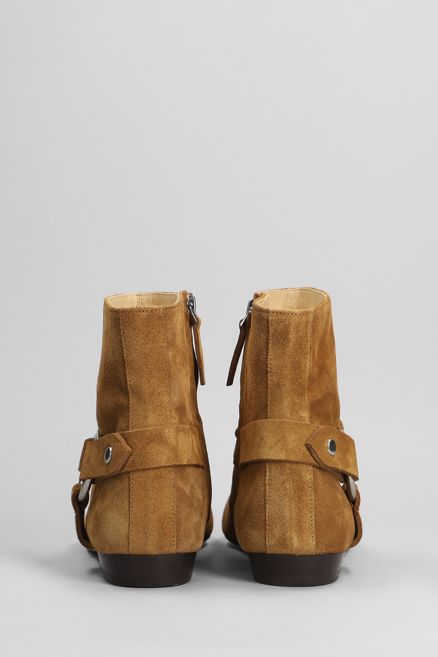 Shop Isabel Marant Siago Low Heels Ankle Boots In Leather Color Suede