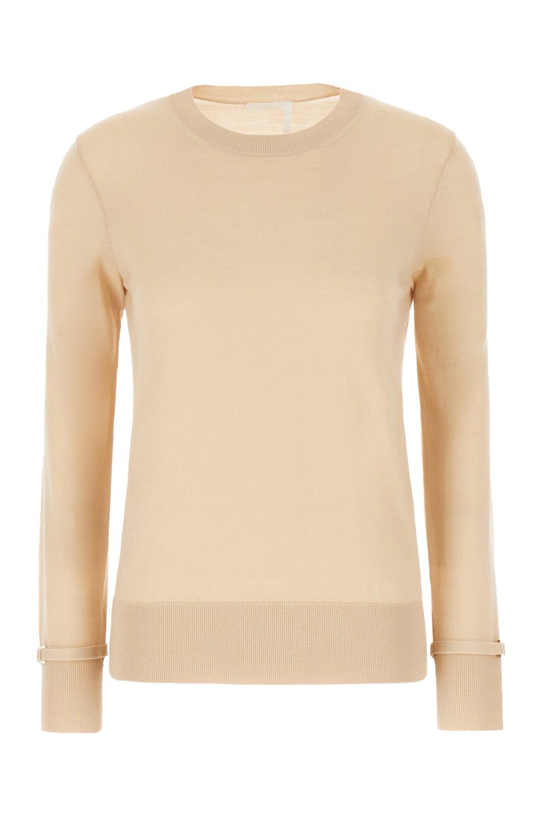 Shop Chloé Crewneck Knitted Jumper In Hot Sand