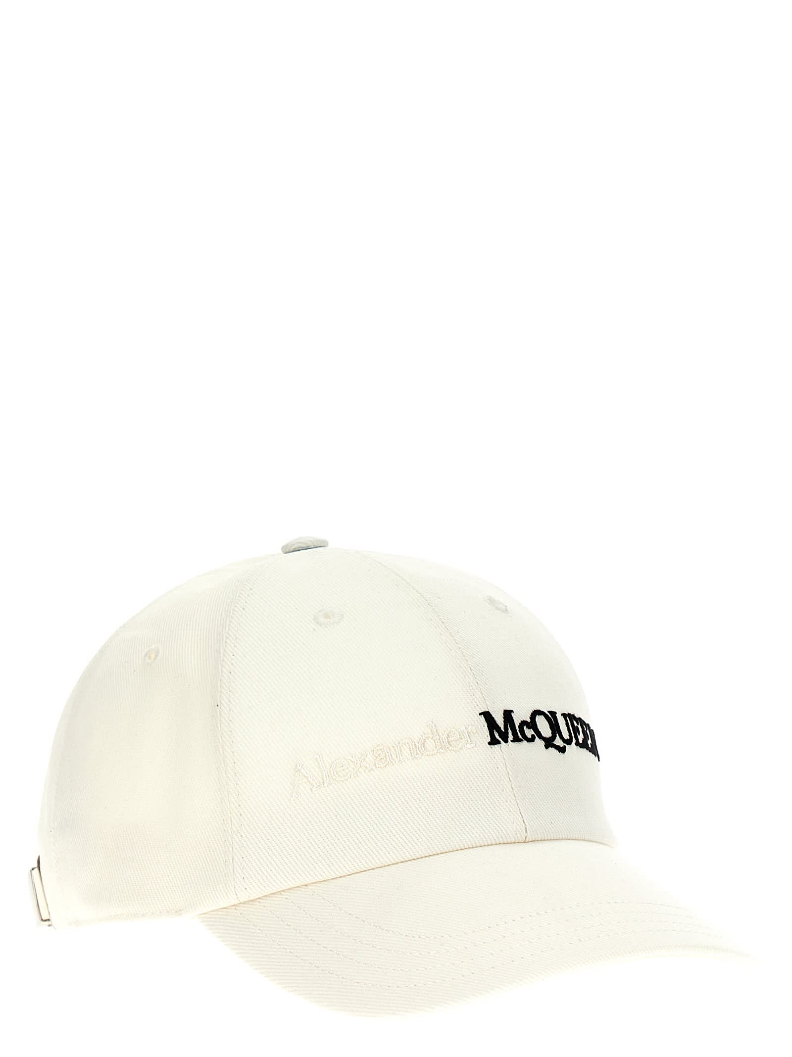 Shop Alexander Mcqueen Logo Baseball Cap In White/black