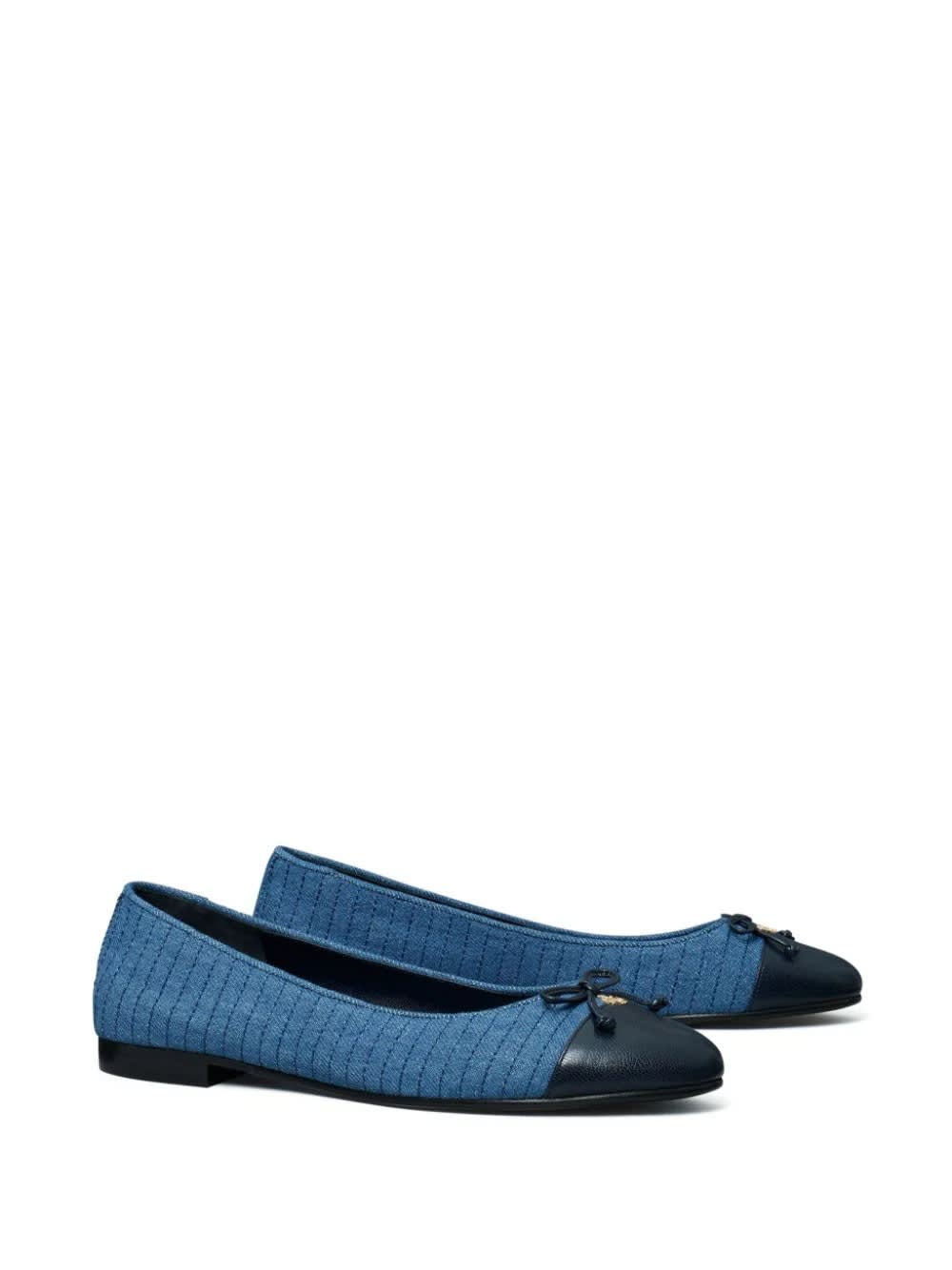 Shop Tory Burch Cap-toe Quilted Ballet Denim