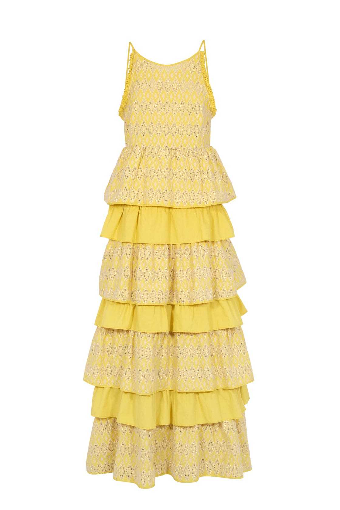 Amotea Greta Dress In Yellow Sangallo