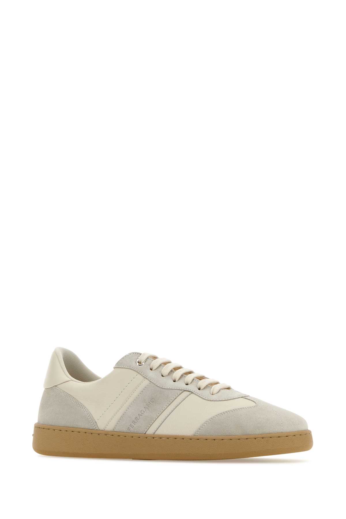 FERRAGAMO TWO-TONE LEATHER AND SUEDE ACHILLE SNEAKERS